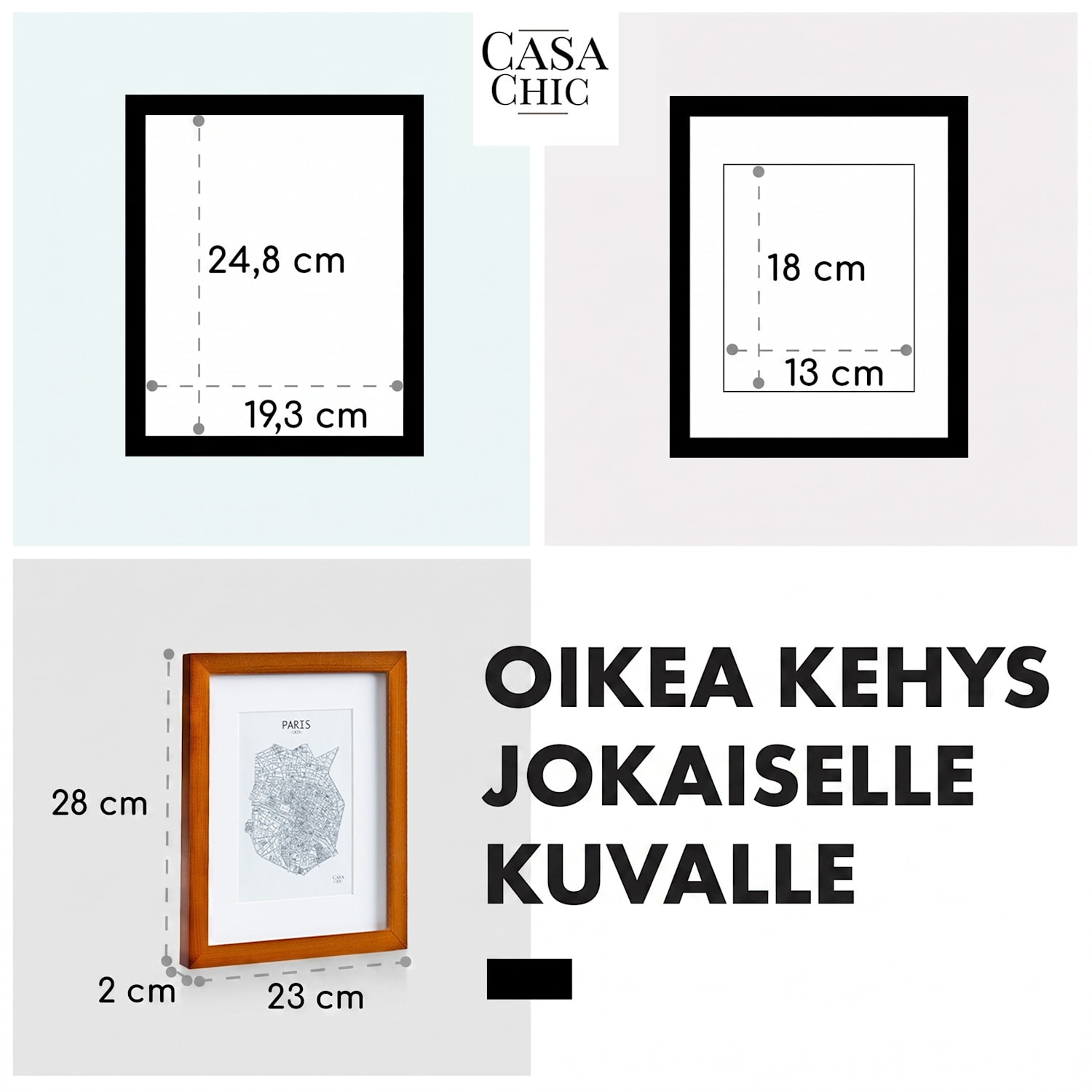 Kenton-valokuvakehys suorakulmainen 25 x 20 cm paspartuuri lasi Ruusupuu