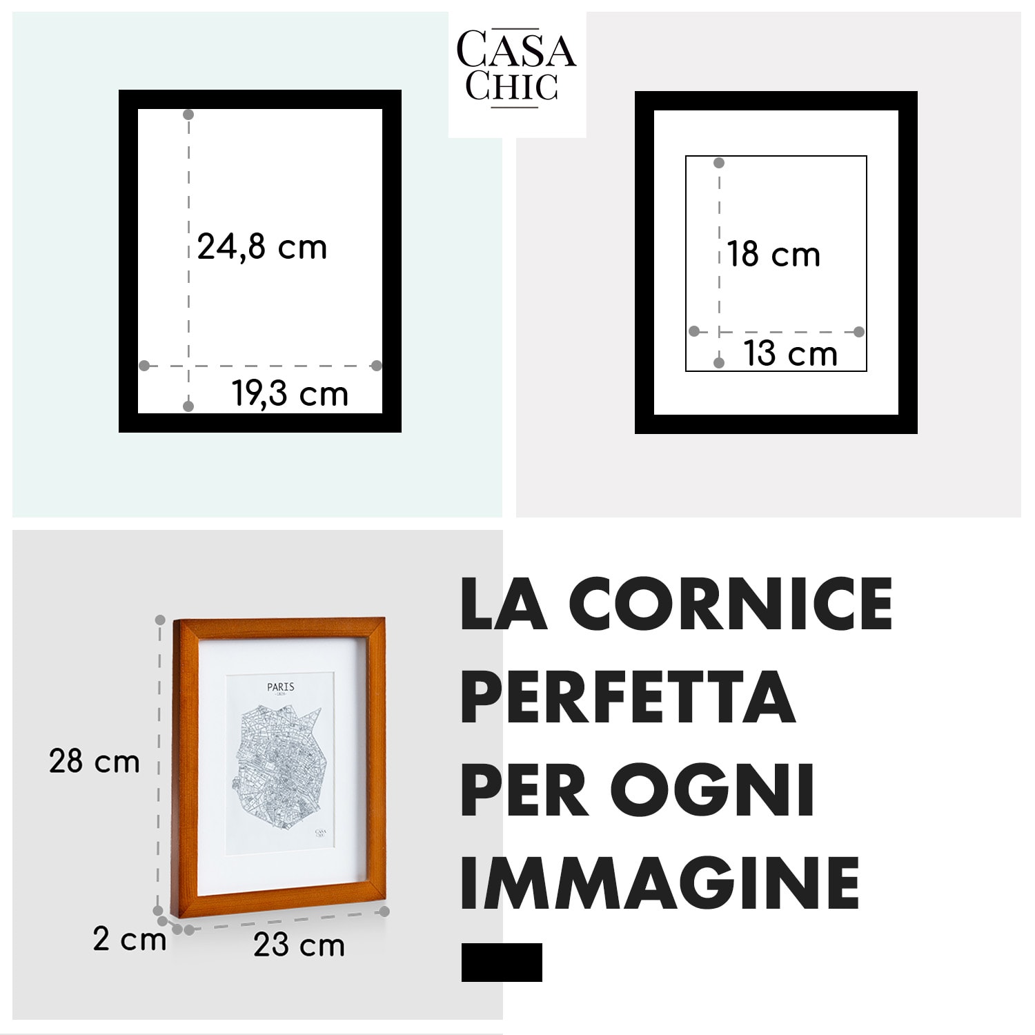 Kenton - Cornice rettangolare, 25 x 20, passepartout, vetro Palissandro