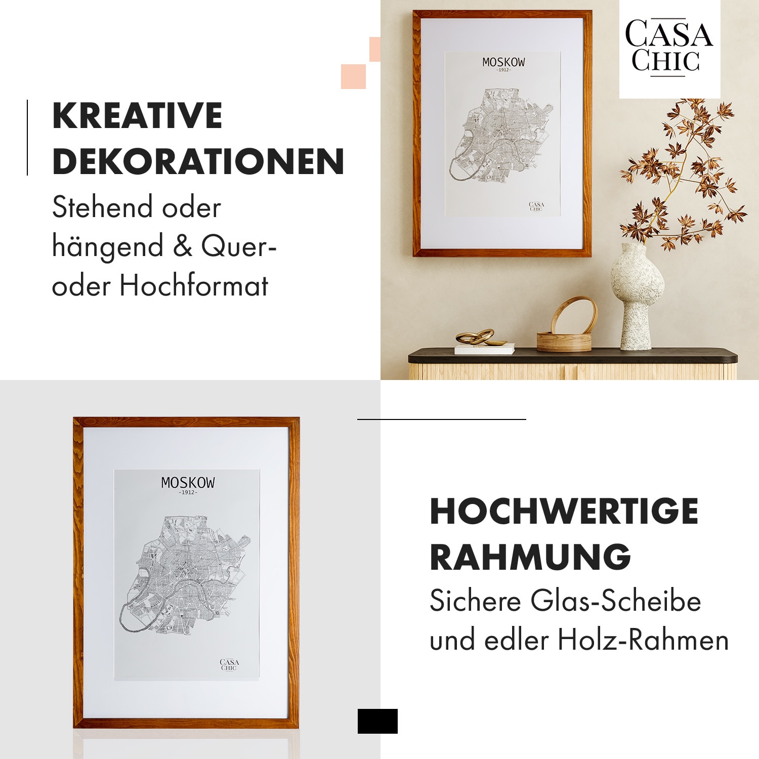 Kenton Bilderrahmen rechteckig DIN A1 Passepartout   Plexiglas Palisanderholz