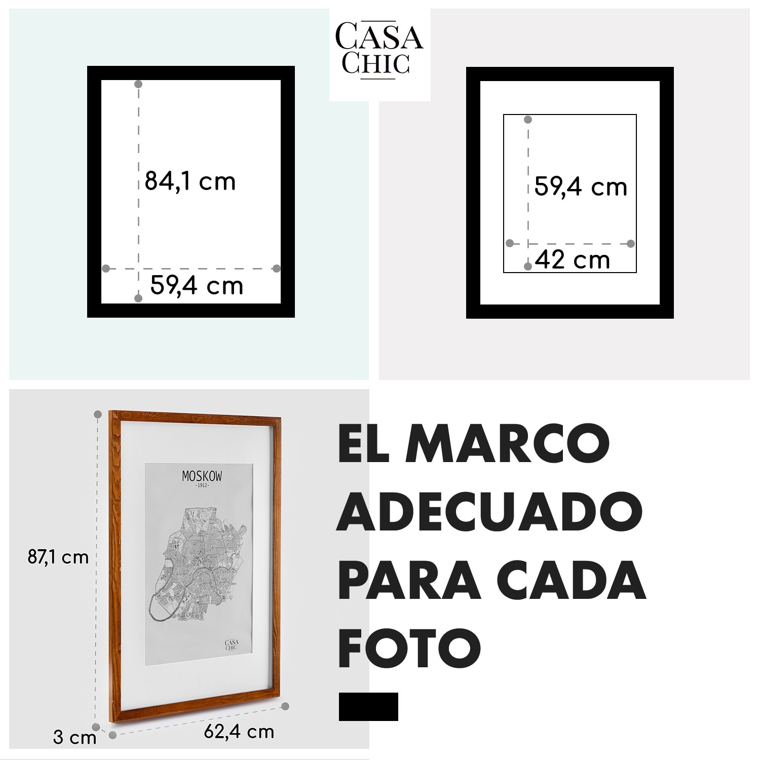 Kenton Marco de fotos rectangular DIN A1 paspartú plexiglás Palo de Rosa