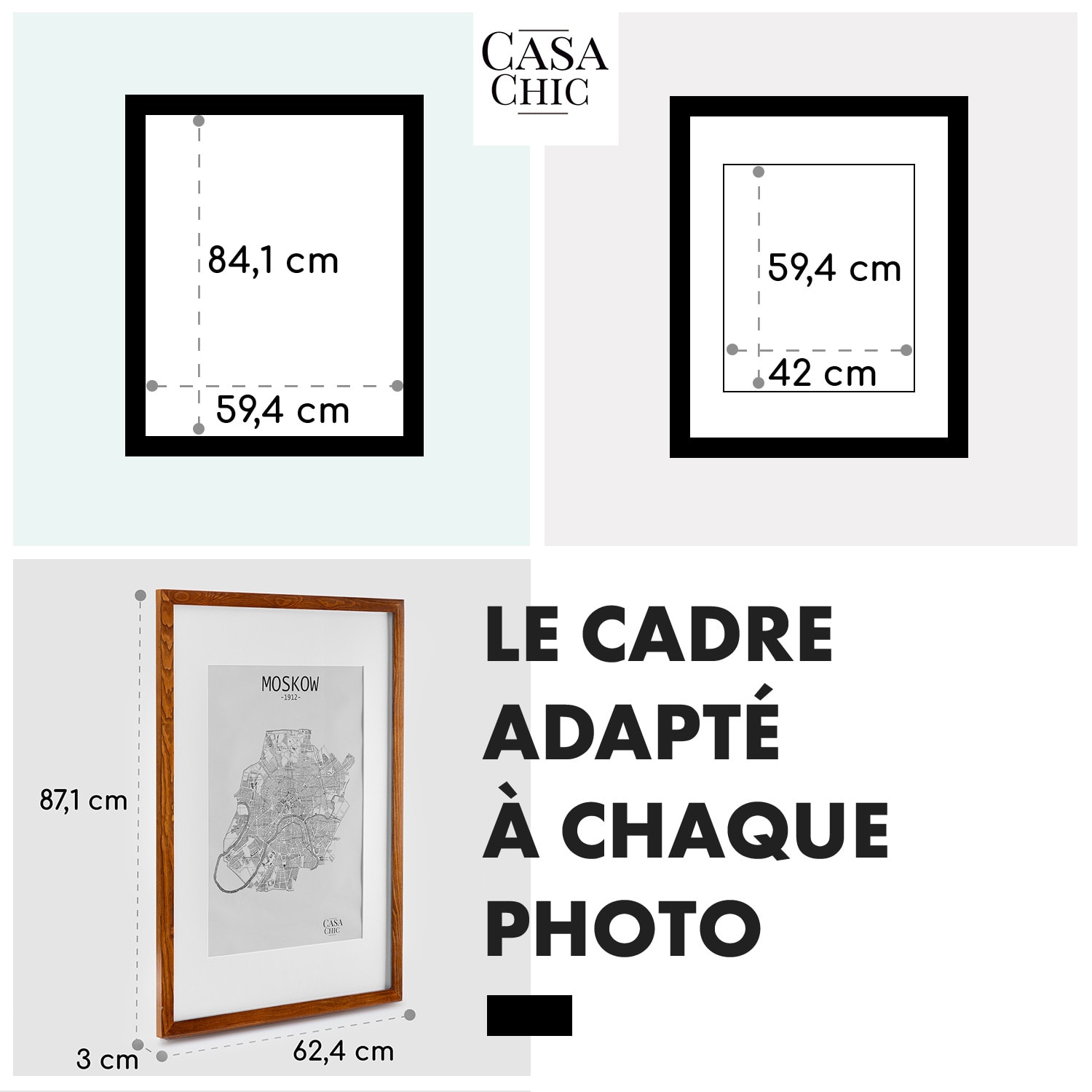 Kenton cadre photo rectangulaire A1 passe-partout plexiglas Bois de Rose