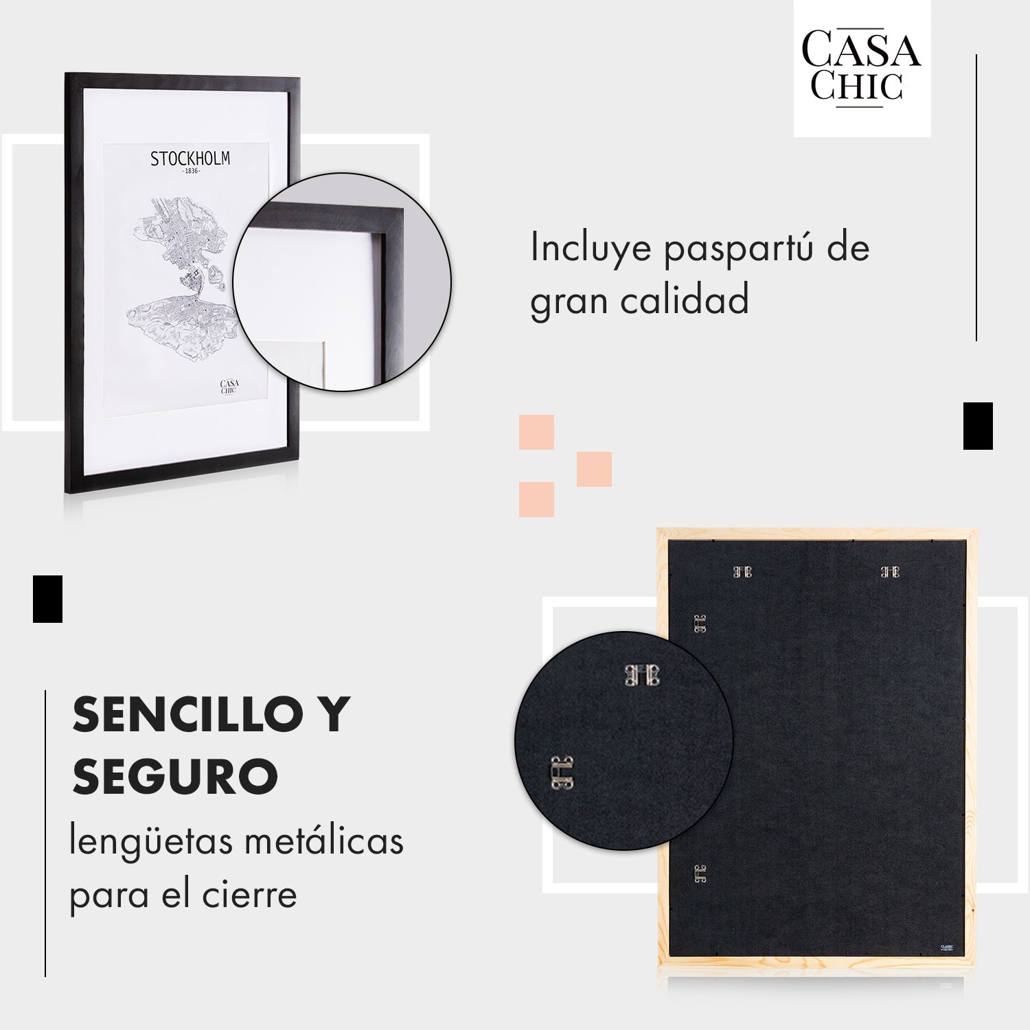 Kenton Marco de fotos rectangular 70 x 50 cm paspartú plexiglás 