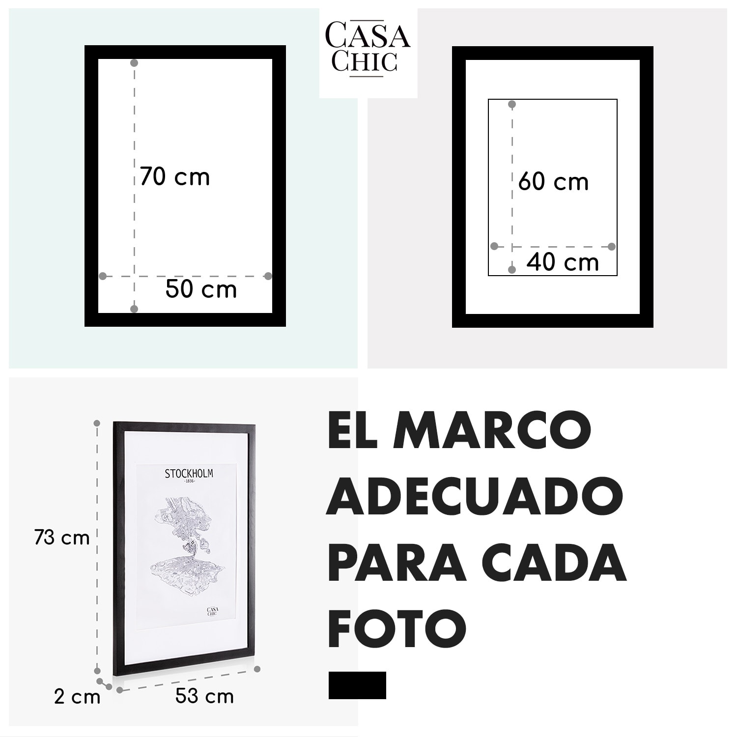 Kenton Marco de fotos rectangular 70 x 50 cm paspartú plexiglás 