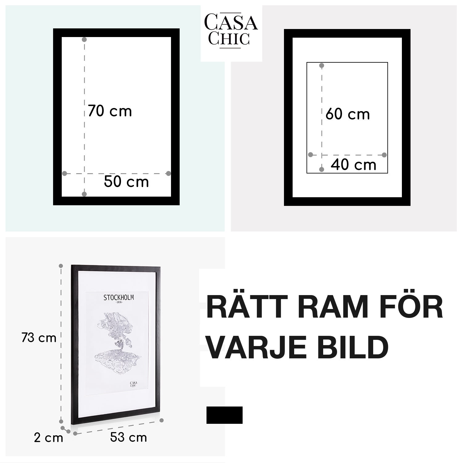 Kenton Fotoram rektangulär 70 x 50 cm passepartout plexiglas Svart