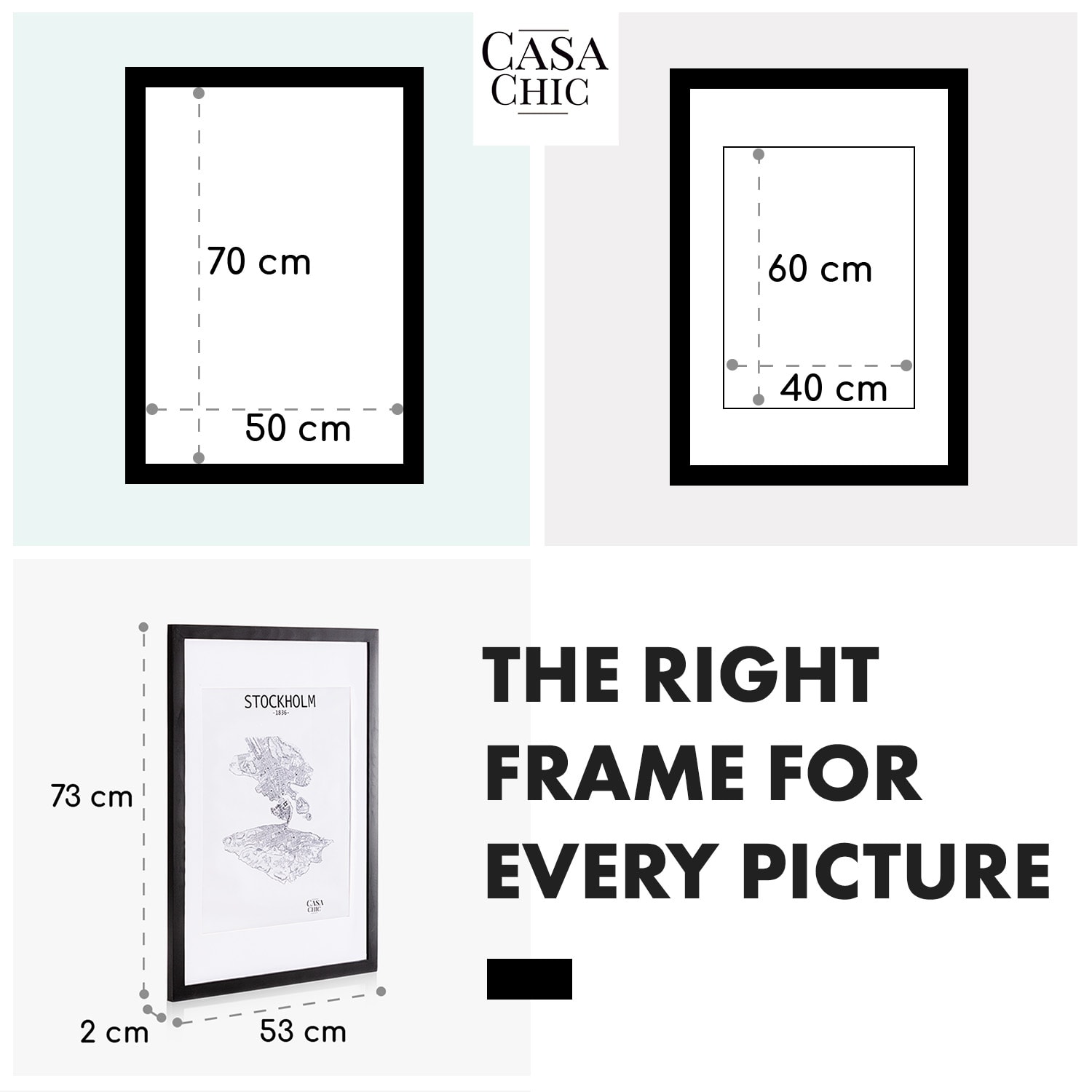 Kenton fotolijst rechthoekig 70 x 50 cm passe-partout plexiglas Zwart