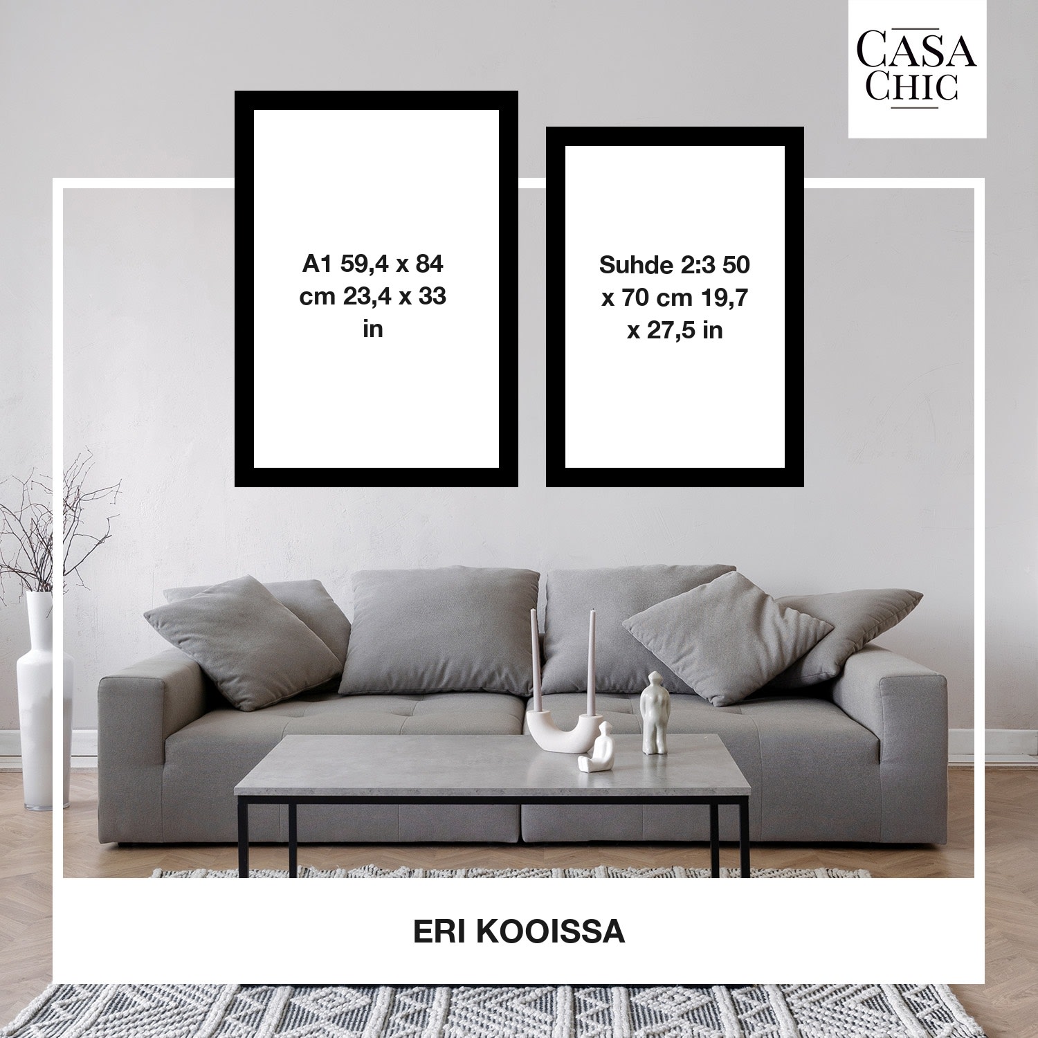Kenton-valokuvakehys suorakulmainen 70 x 50 cm paspartuuri pleksilasi Valkoinen