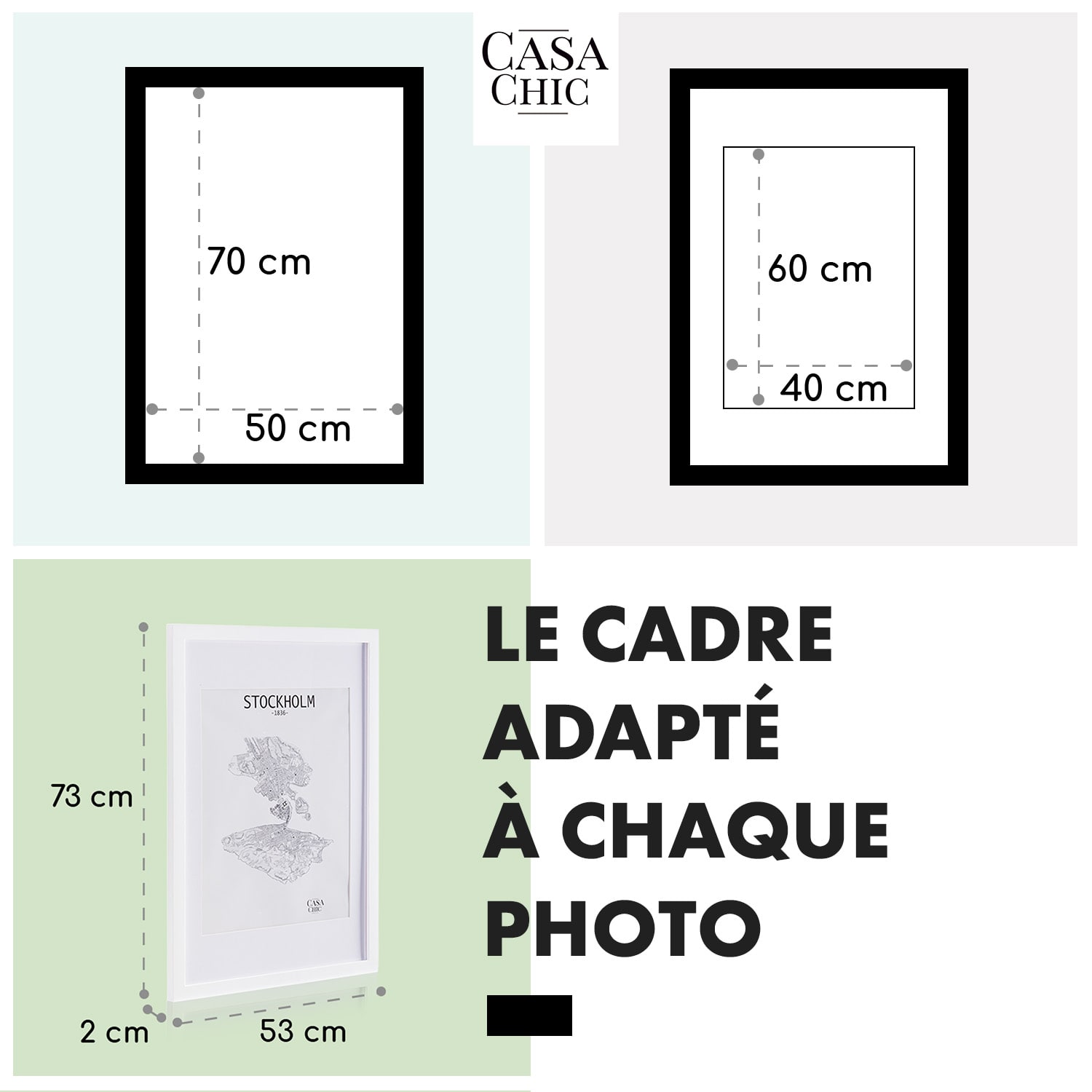Kenton cadre photo rectangulaire 70 x 50 cm passe-partout plexiglas Blanc