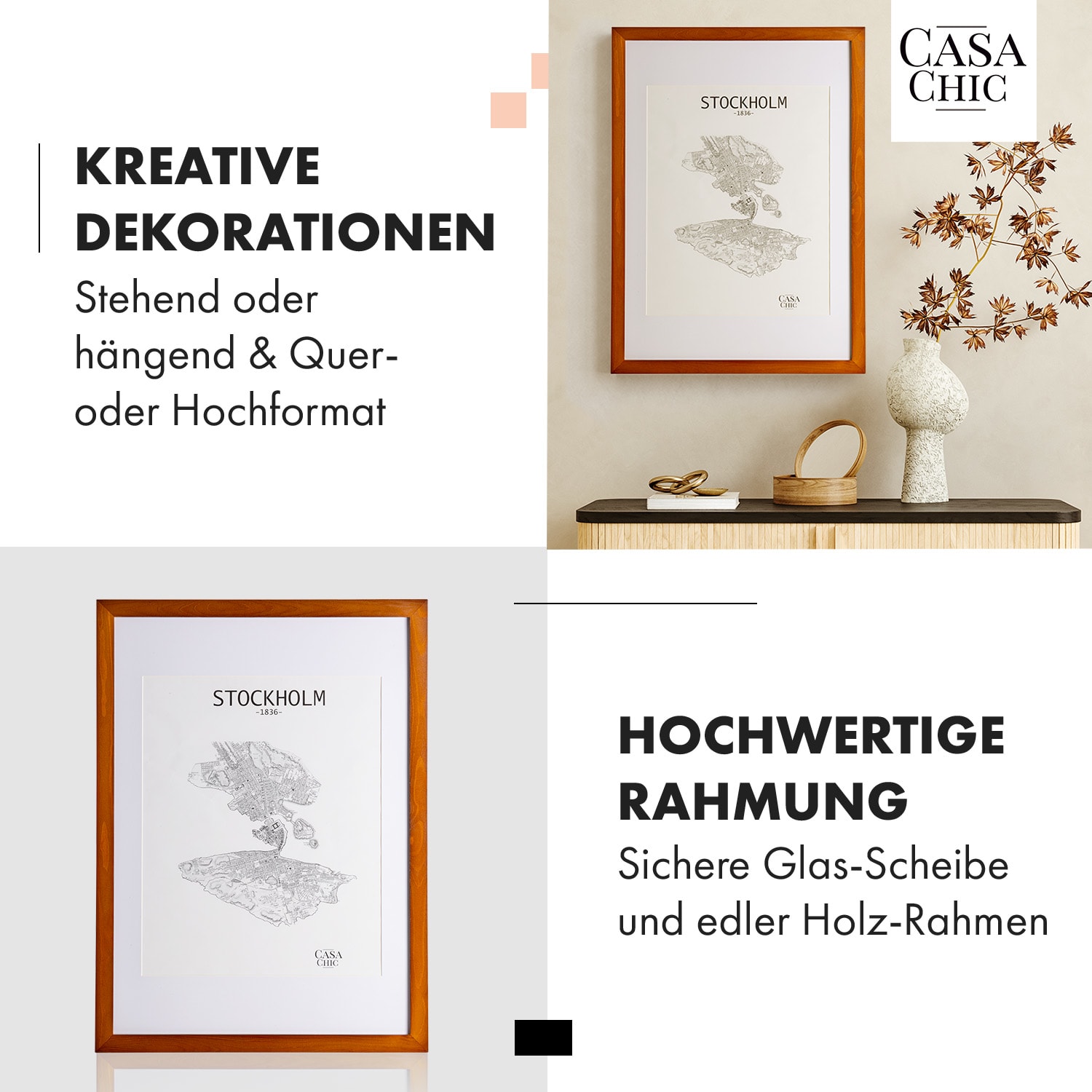 Kenton Bilderrahmen rechteckig 70 x 50 cm Passepartout Plexiglas Palisanderholz