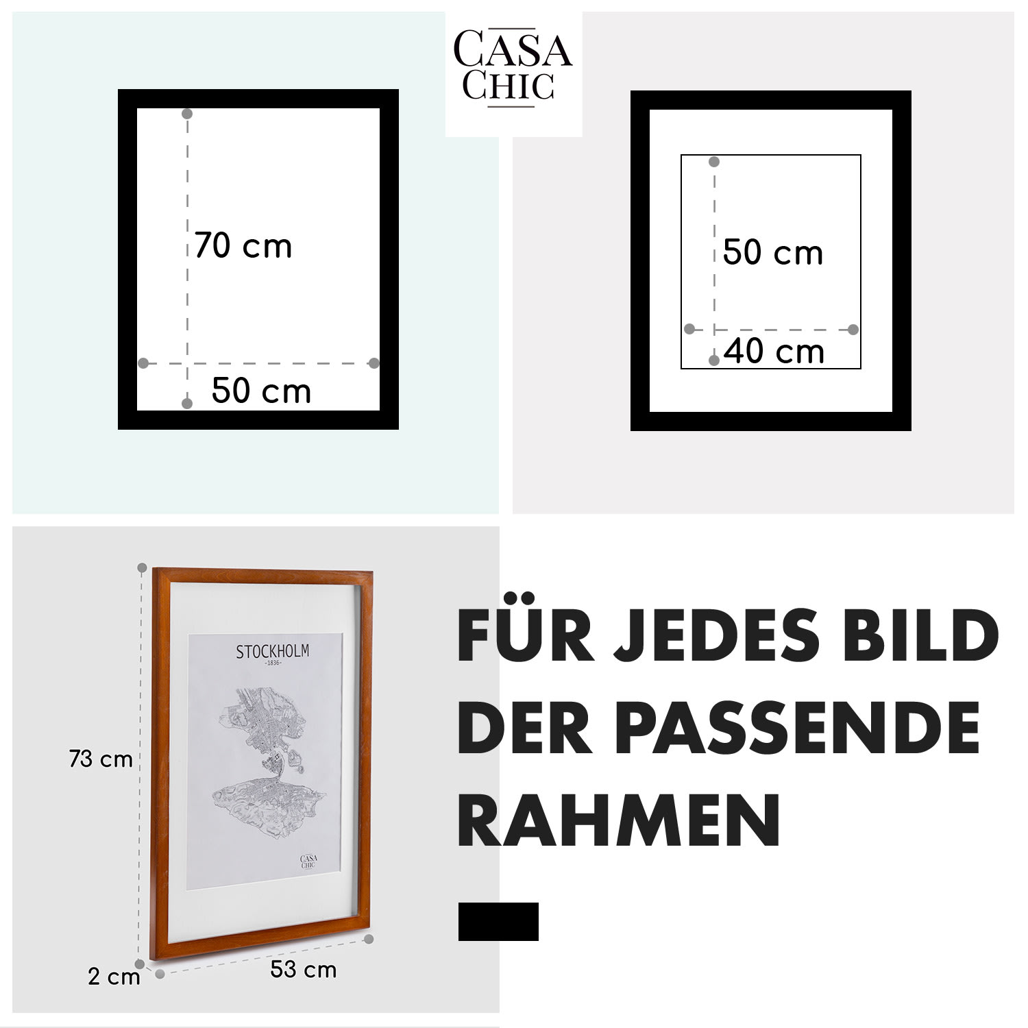 Kenton Bilderrahmen rechteckig 70 x 50 cm Passepartout Plexiglas Palisanderholz