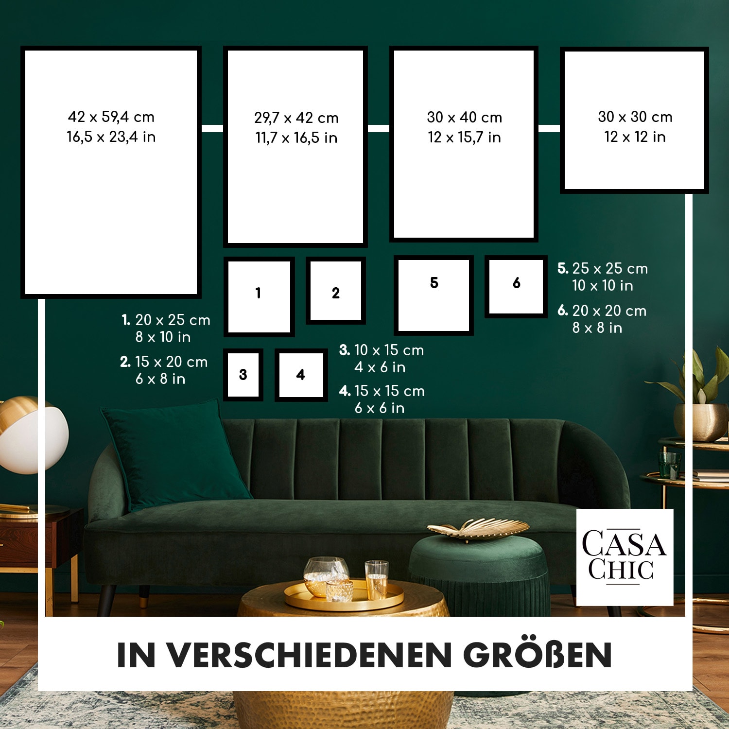 Kenton Bilderrahmen rechteckig 70 x 50 cm Passepartout Plexiglas Palisanderholz