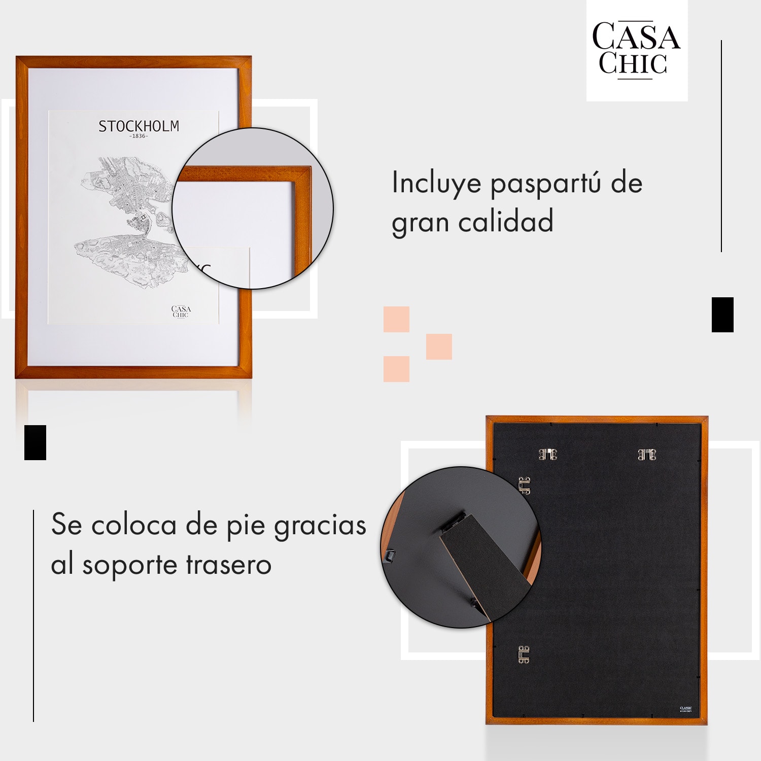 Kenton Marco de fotos rectangular 70 x 50 cm paspartú plexiglás 