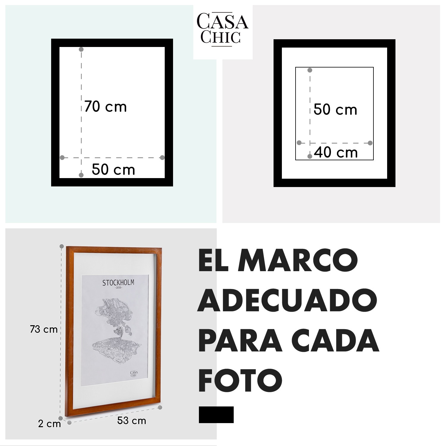 Kenton Marco de fotos rectangular 70 x 50 cm paspartú plexiglás 
