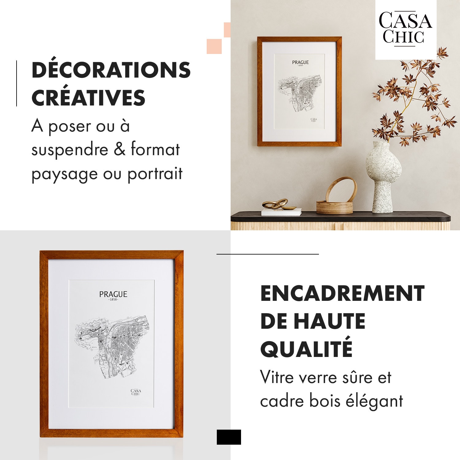 Kenton cadre photo rectangulaire 40 x 30 cm passe-partout verre 