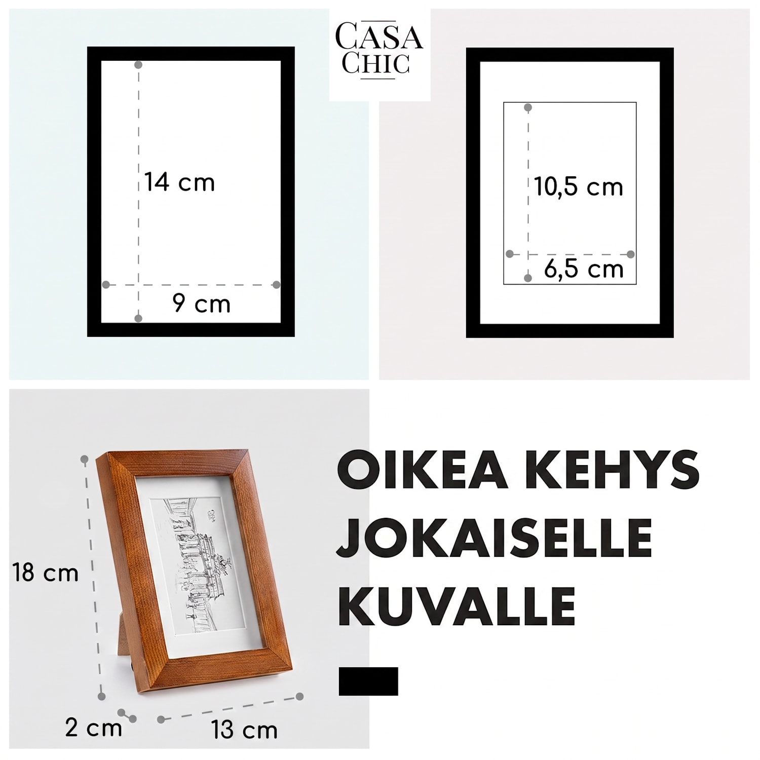 Kenton-valokuvakehys suorakulmainen 14 x 9 cm paspartuuri lasi Ruusupuu