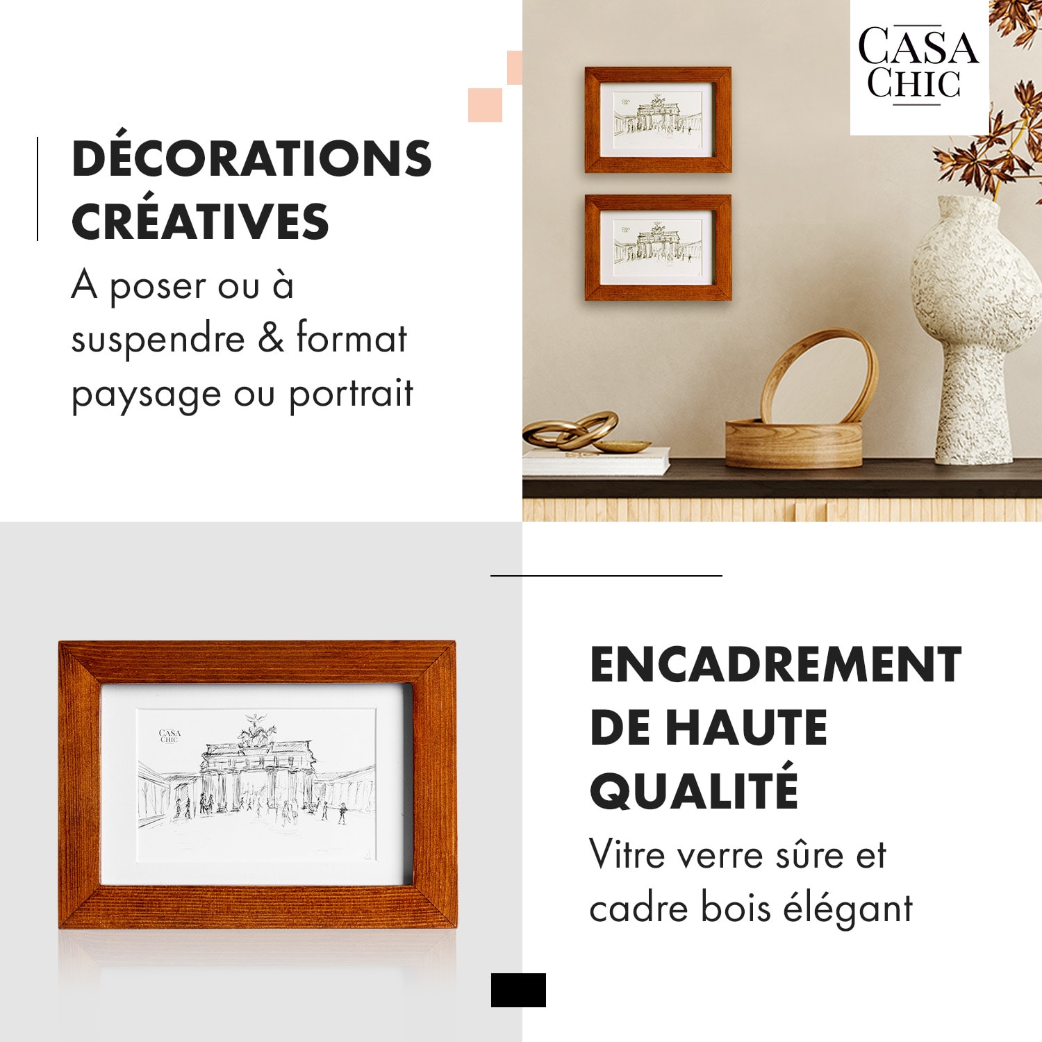 Kenton fotolijst rechthoekig 14 x 9 cm passe-partout glas Rozenhout