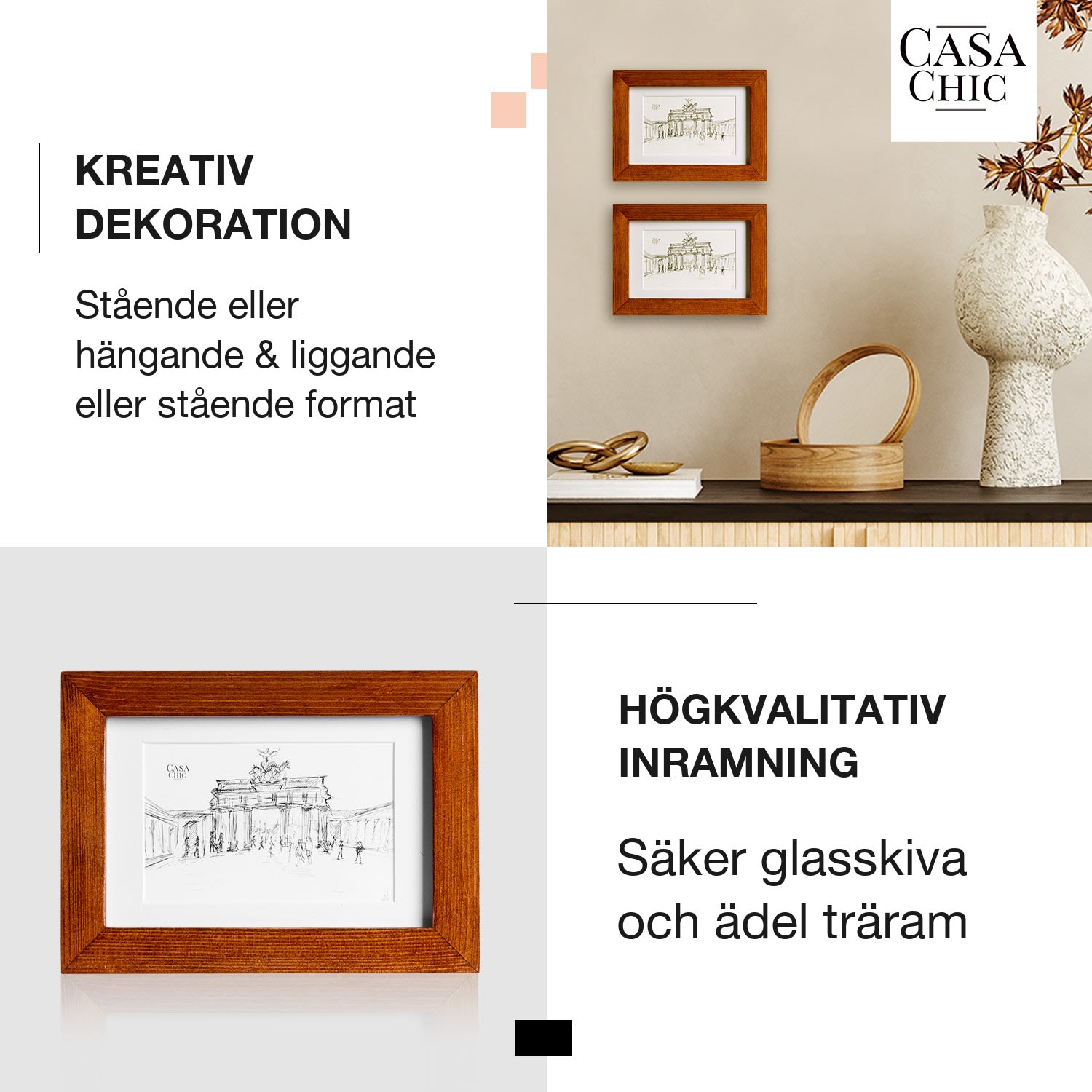 Kenton Fotoram rektangulär 14 x 9 cm passepartout glas Palisander