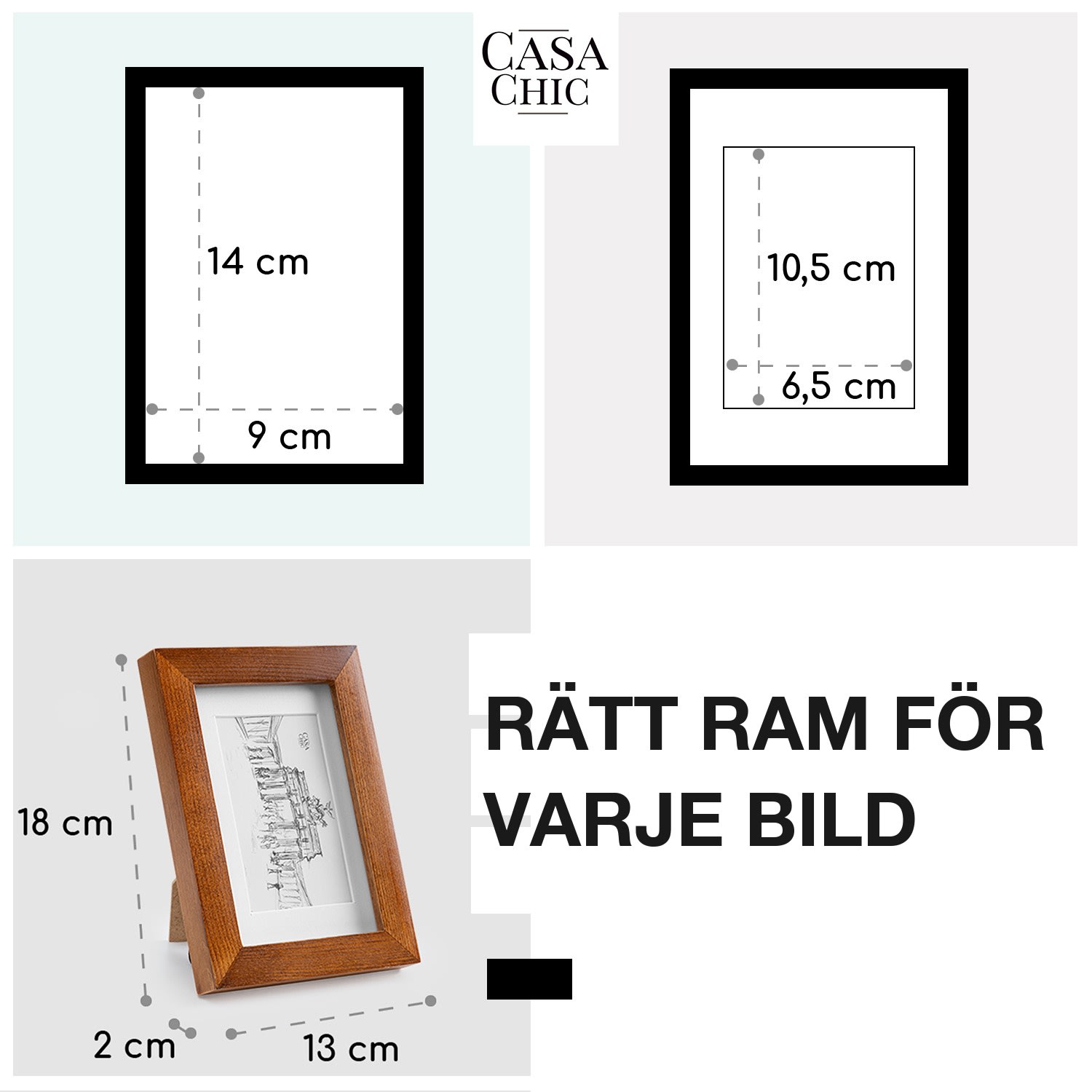 Kenton Fotoram rektangulär 14 x 9 cm passepartout glas Palisander