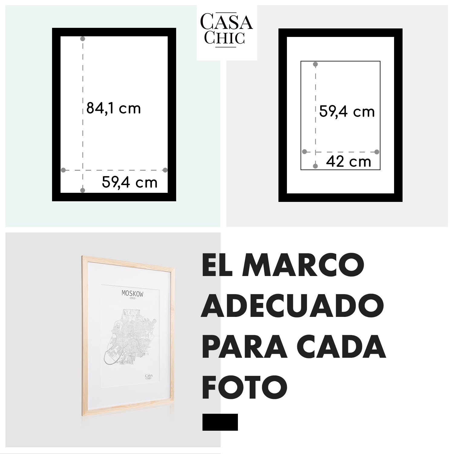 Kenton Marco de fotos rectangular DIN A1 paspartú plexiglás Pino