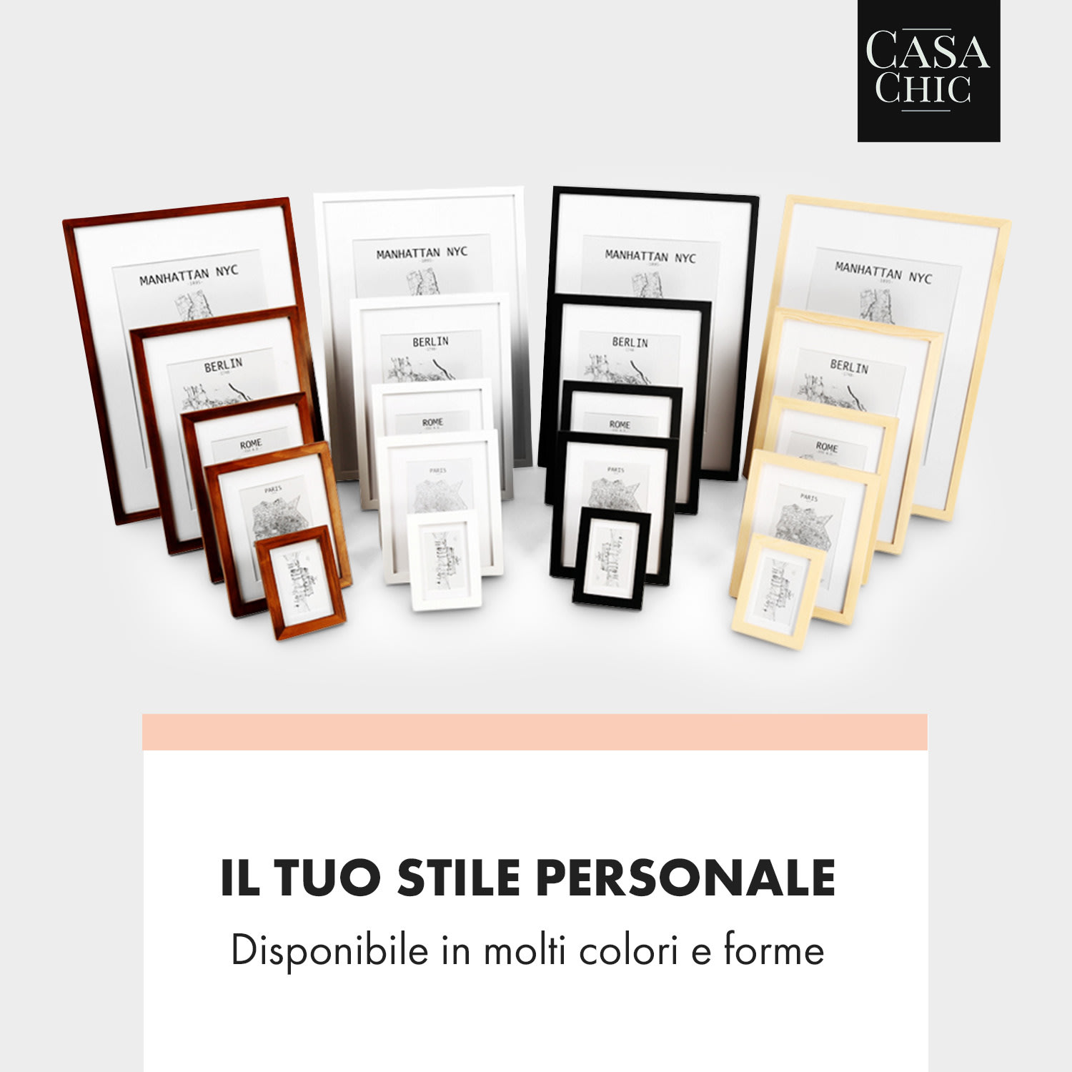 Kenton - Cornice rettangolare, DIN A1, passepartout, plexiglas Pino