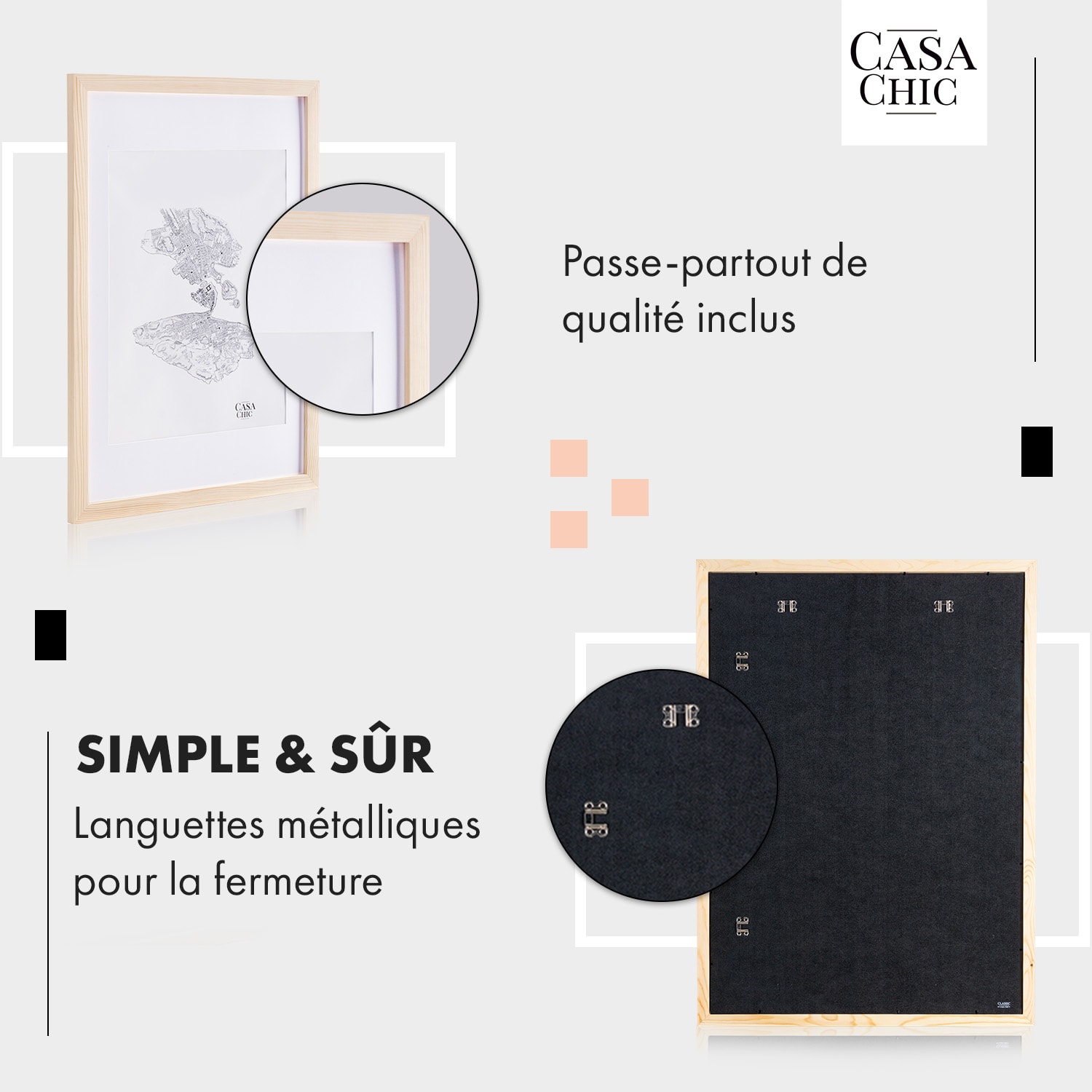 Kenton fotolijst rechthoekig 70 x 50 cm passe-partout plexiglas 