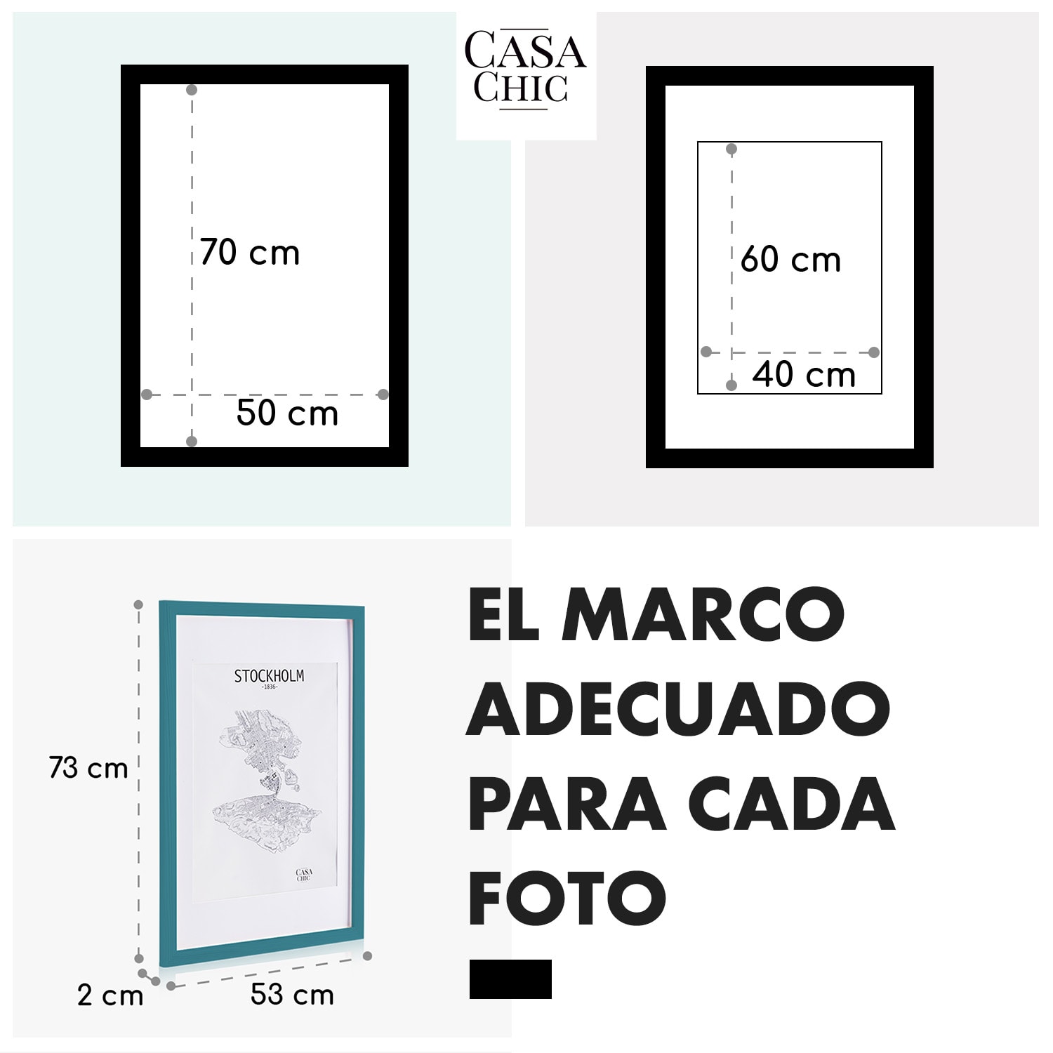 Kenton Marco de fotos rectangular 70 x 50 cm paspartú plexiglás Turquesa