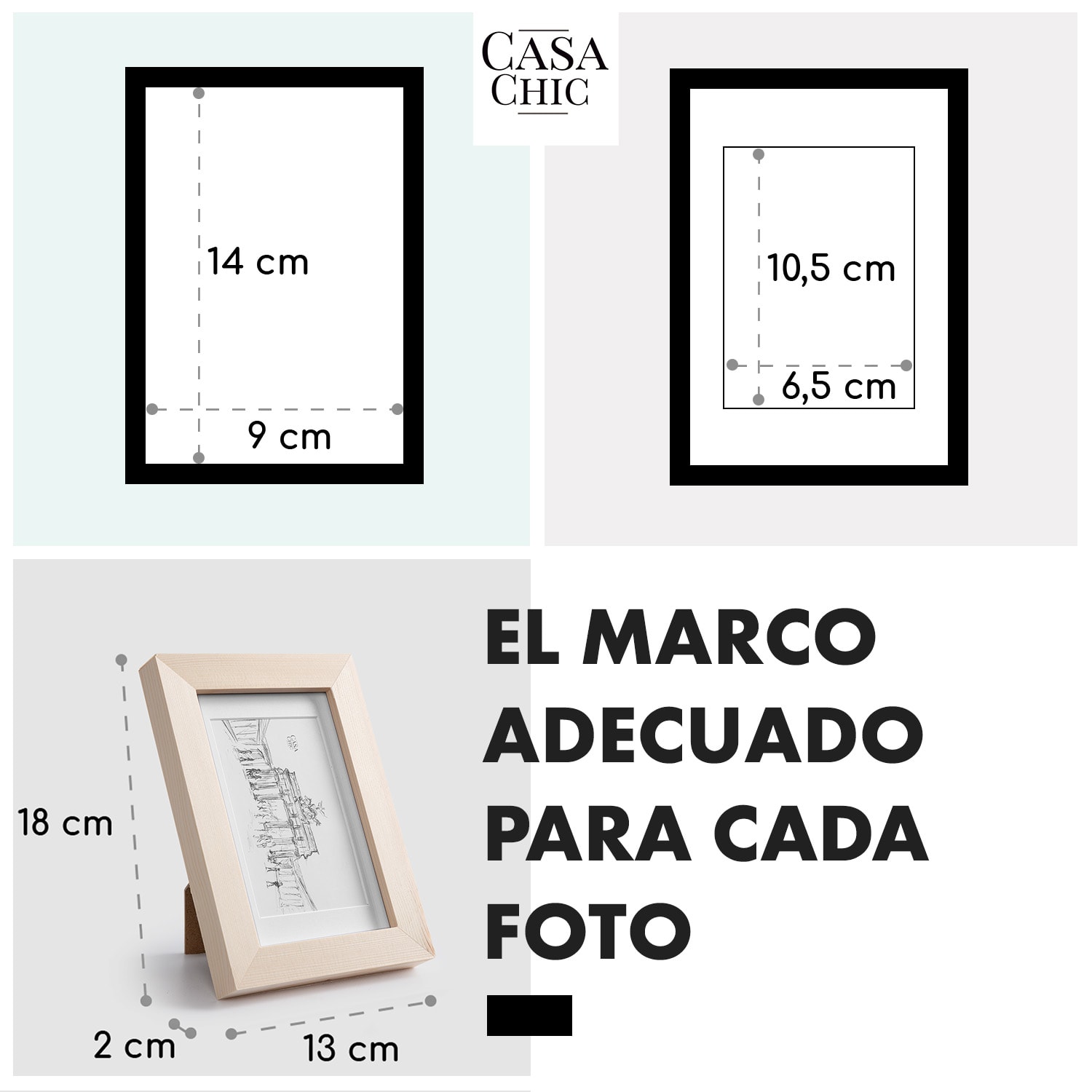 Edinburgh Set de 3 marcos de fotos rectangulares 14 x 9 cm fotos paspartú madera