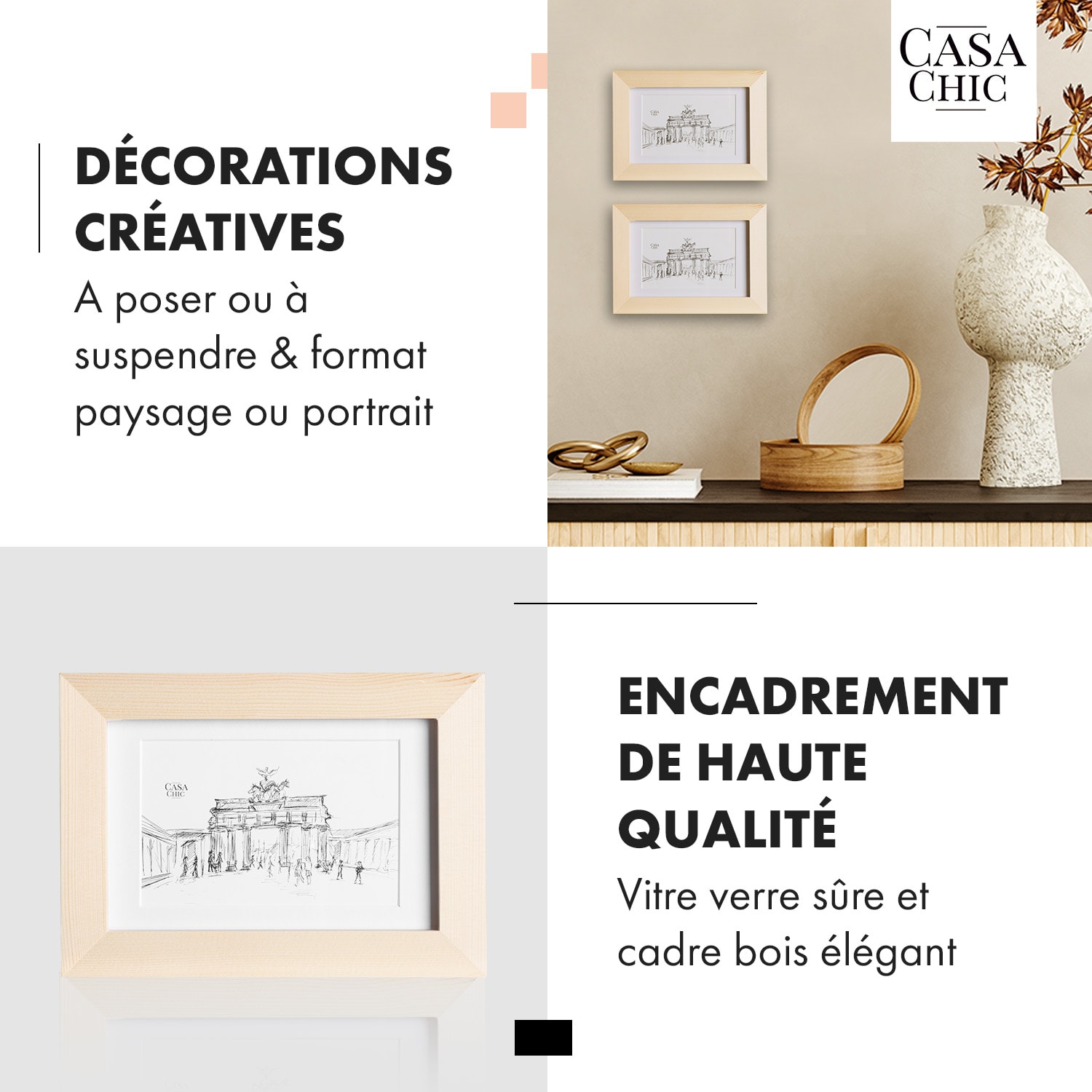 Edinburgh fotolijst set van 3 rechthoekig 14 x 9 cm foto's passe-partout hout  