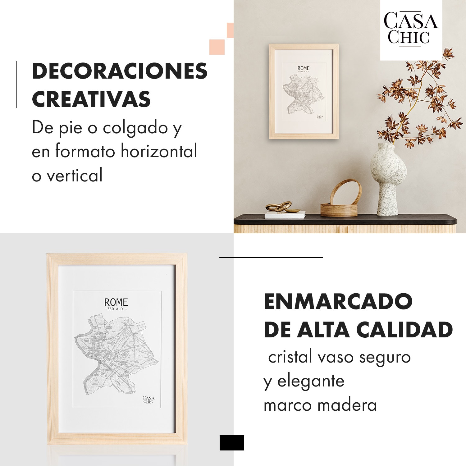 Edinburgh Marco de fotos rectangular A4 28,8 x 20 cm fotos paspartú madera auténtica  Pino