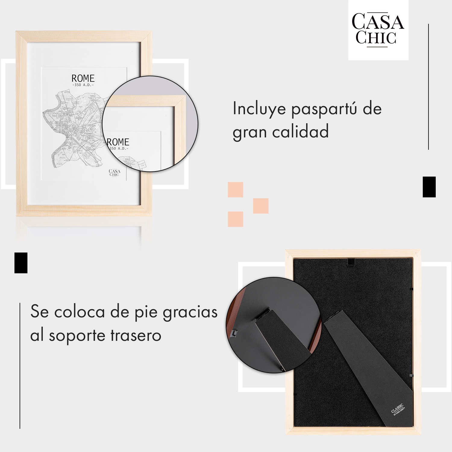 Edinburgh Marco de fotos rectangular A4 28,8 x 20 cm fotos paspartú madera auténtica  Pino