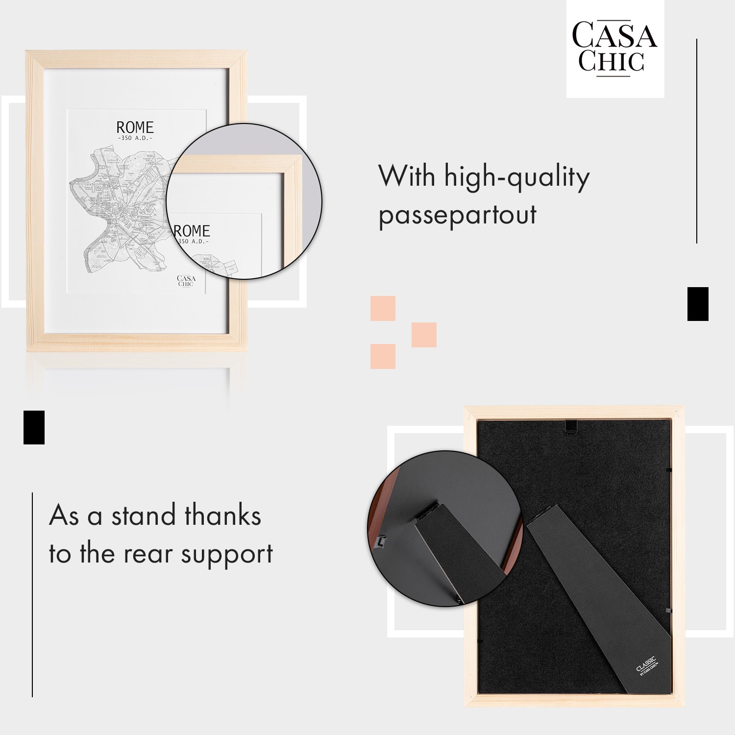 Edinburgh, okvir za slike, pravokutni, A4 fotografije 28,8 x 20 cm, nosač, pravo drvo  Bor