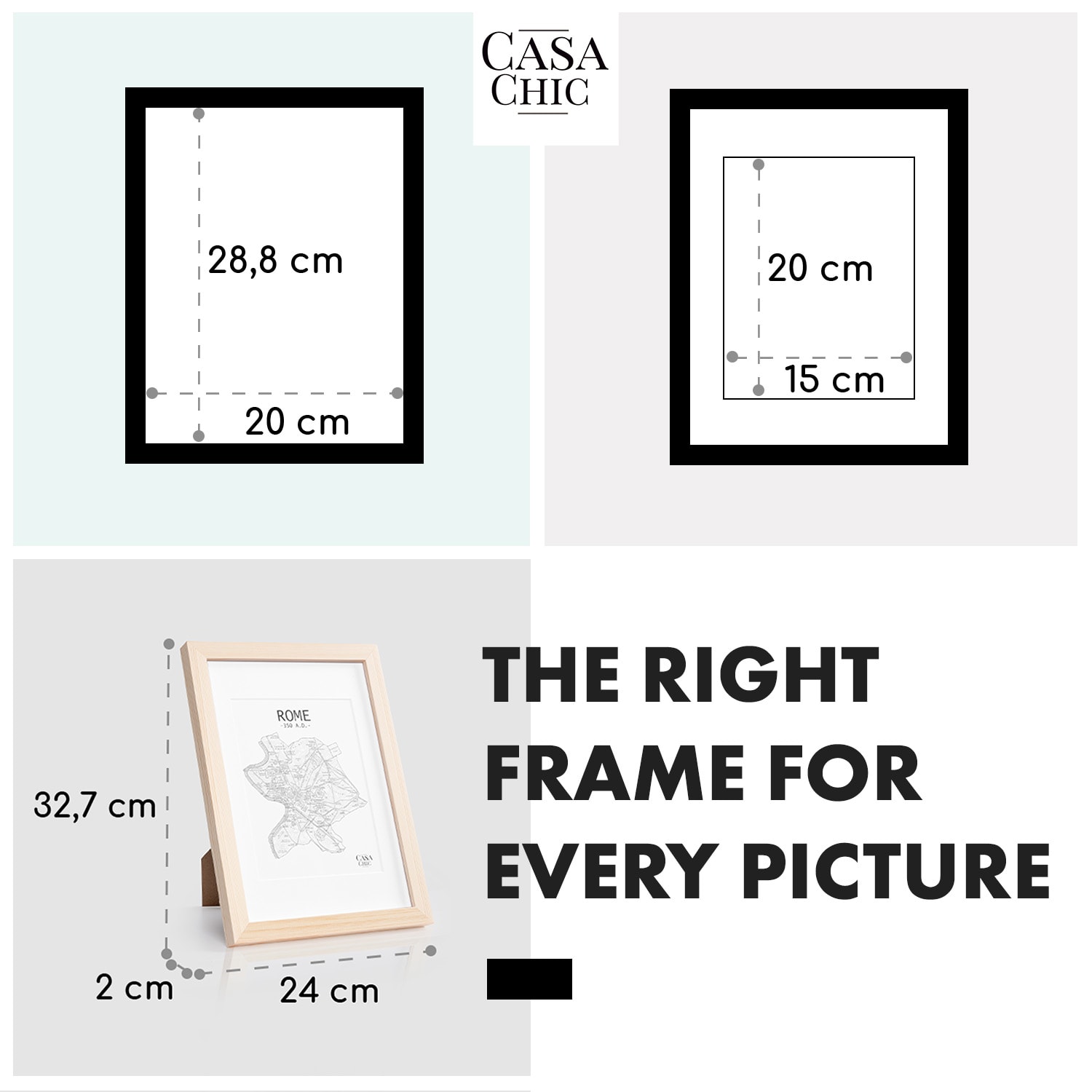 Edinburgh, okvir za slike, pravokutni, A4 fotografije 28,8 x 20 cm, nosač, pravo drvo  Bor