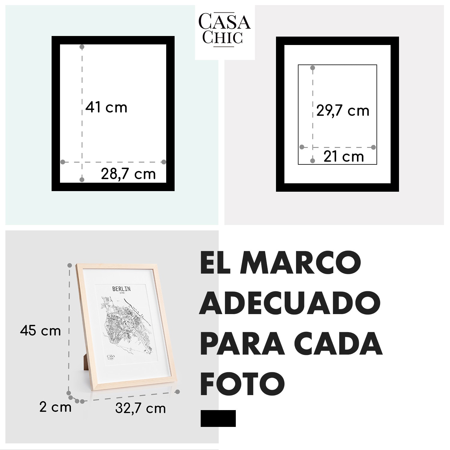 Edinburgh Marco de fotos rectangular A3 41 x 28,7 cm fotos paspartú madera auténtica Pino