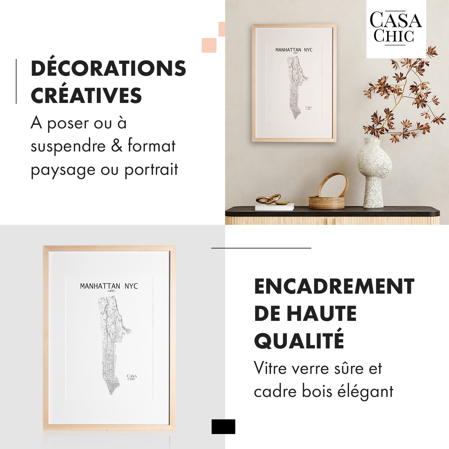 Edinburgh Cadres photos rectangulaires A2 58,4 x 41 cm photos passe-partout bois véritable  