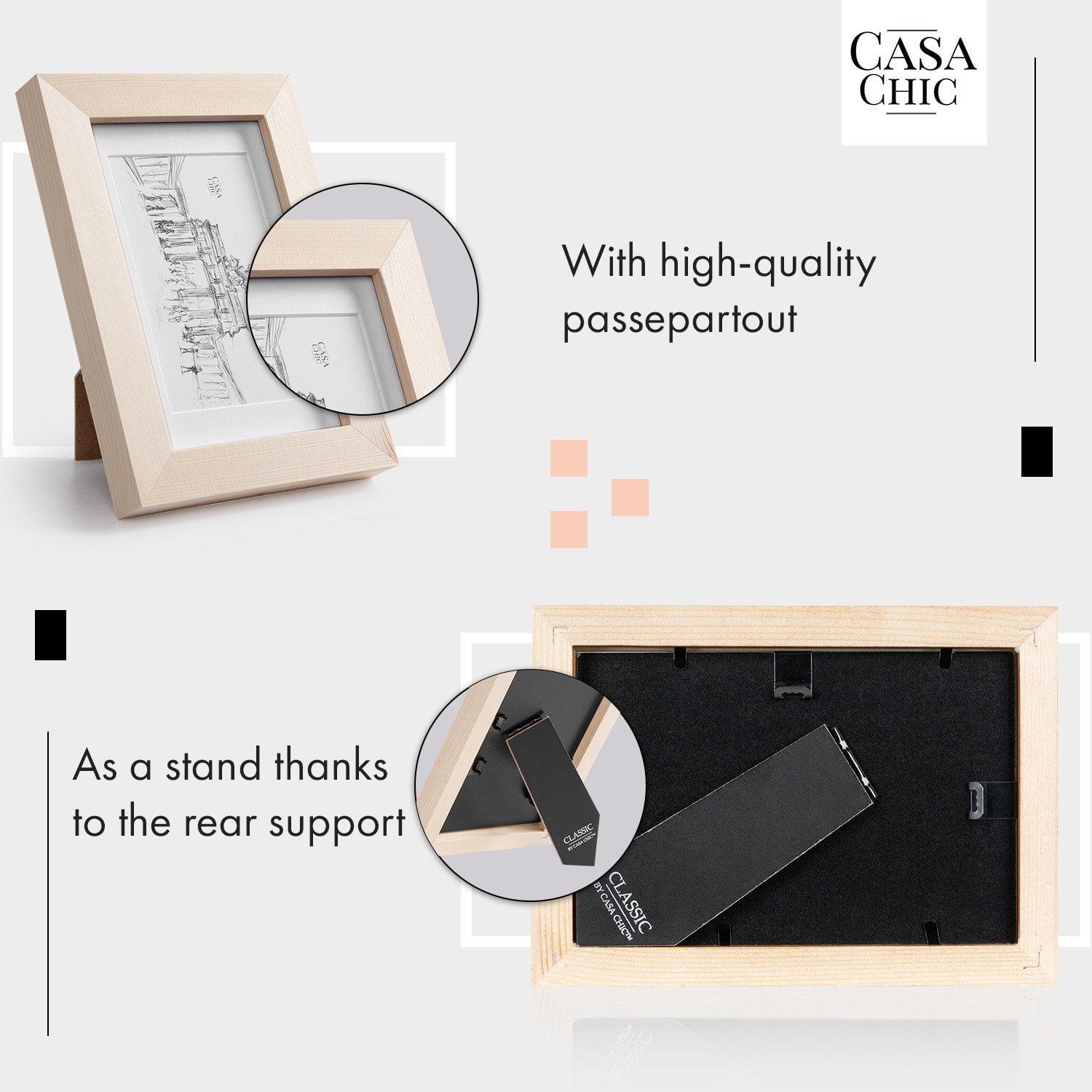 Edinburgh fotolijst rechthoekig 10 x 15 cm foto's passe-partout echt hout  Den