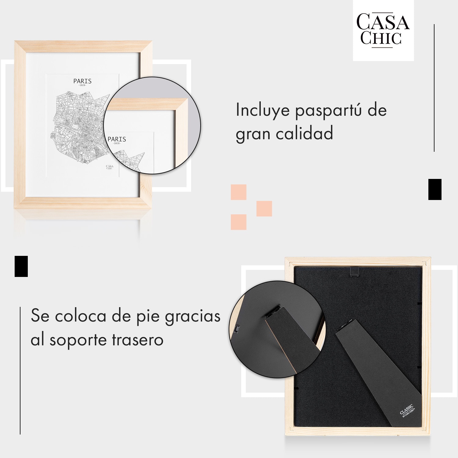 Edinburgh Marco de fotos rectangular 20 x 25 cm fotos paspartú madera auténtica  