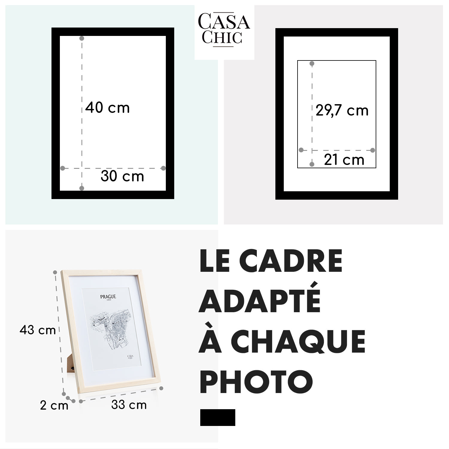 Edinburgh fotolijst rechthoekig 30 x 40 cm foto's passe-partout echt hout  