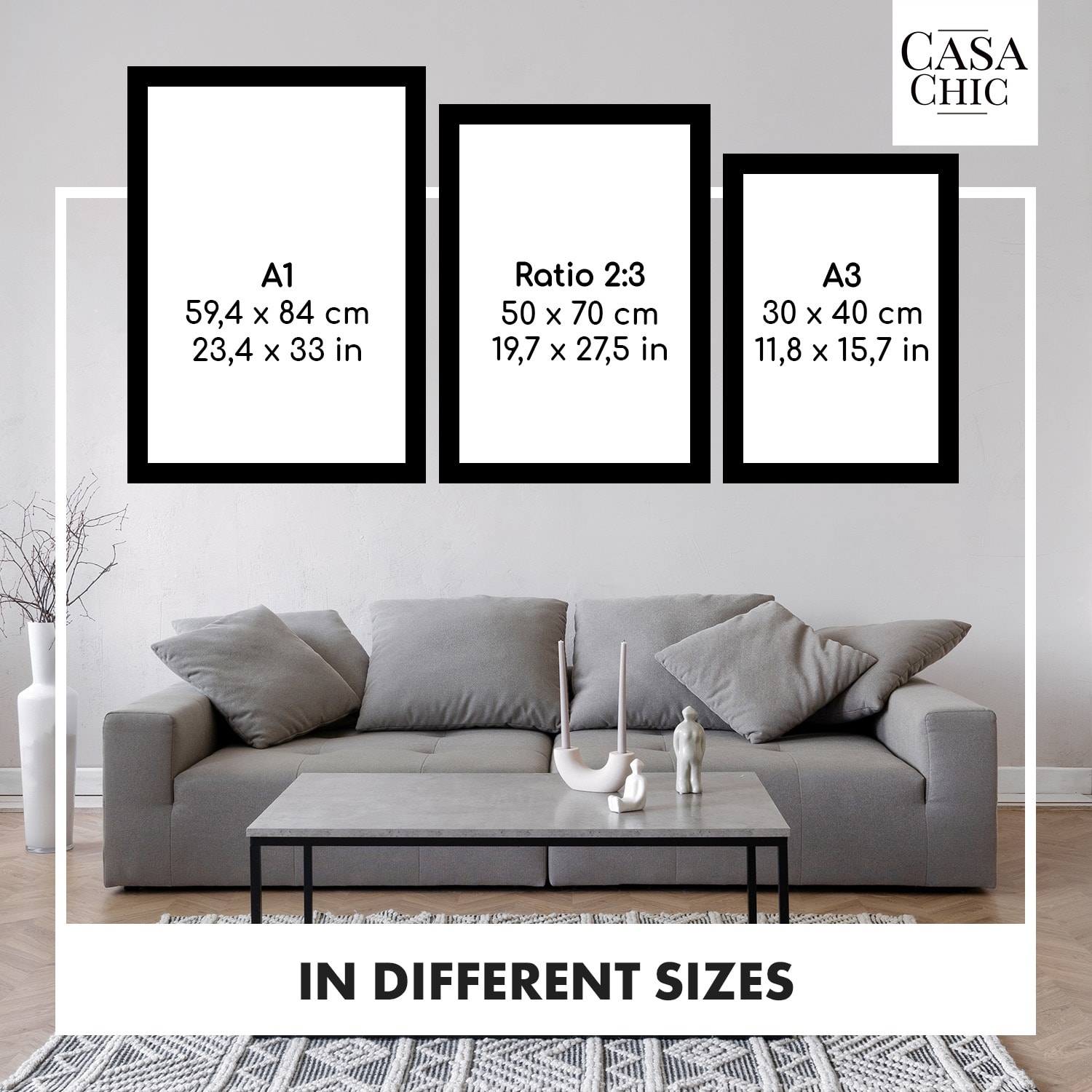 Edinburgh valokuvakehys suorakulmainen 30 x 40 cm kuville paspartuuri aitoa puuta  Mänty