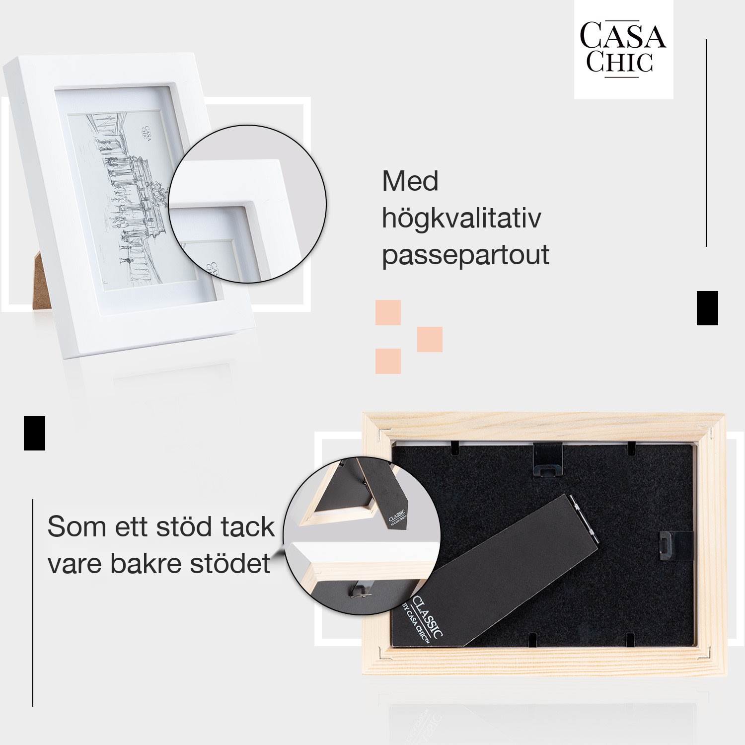Everton fotoramar set om 3 rektangulär 14 x 9 cm foton passepartout glas Vit