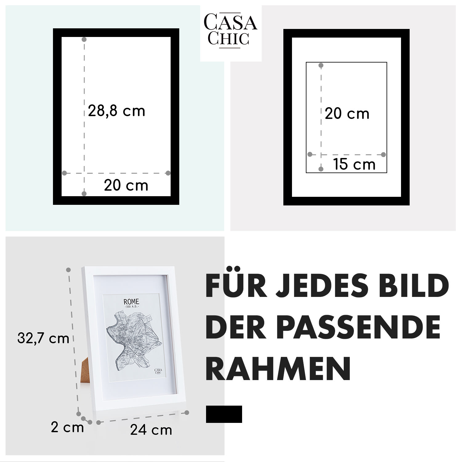 Everton Bilderrahmen rechteckig DIN A4 28,8 x 20 cm Fotos Passepartout Glas Weiß