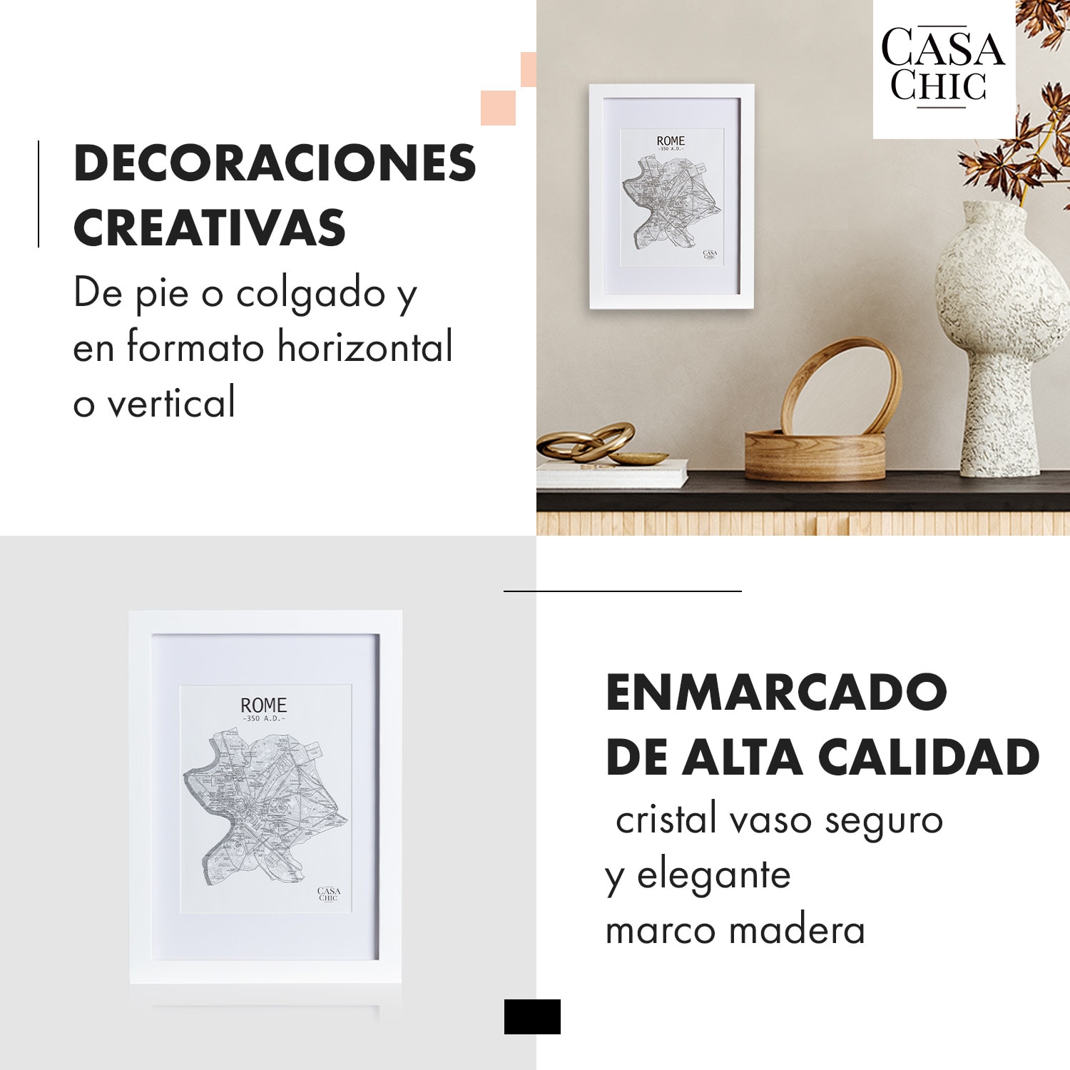 Marco de fotos Everton rectangular DIN A4 28,8 x 20 cm fotos paspartú cristal 