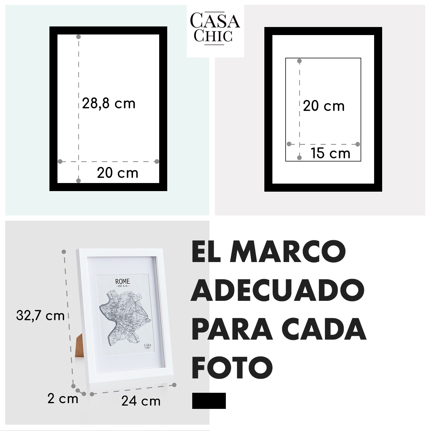 Marco de fotos Everton rectangular DIN A4 28,8 x 20 cm fotos paspartú cristal Blanco