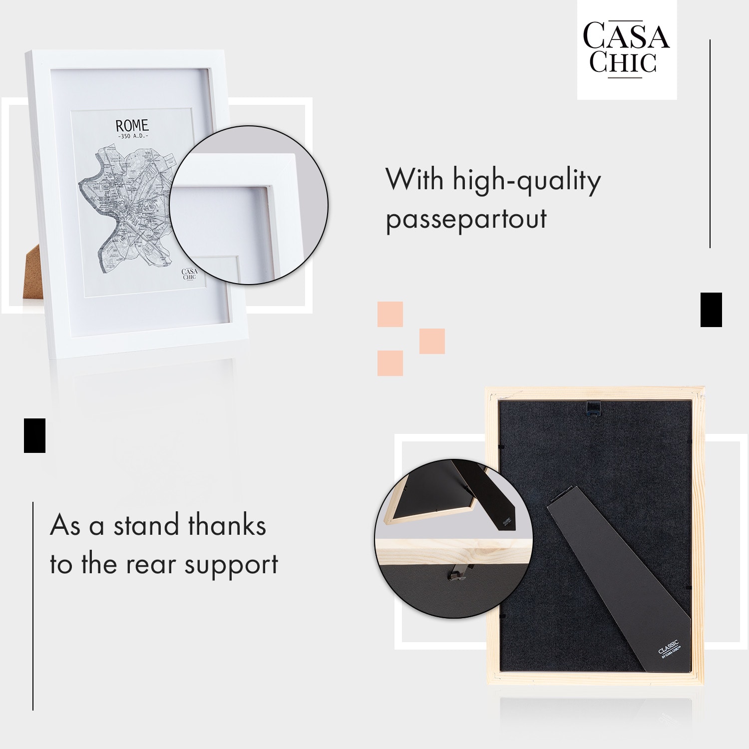 Everton fotolijst rechthoekig A4 28,8 x 20 cm foto's passe-partout glas Wit