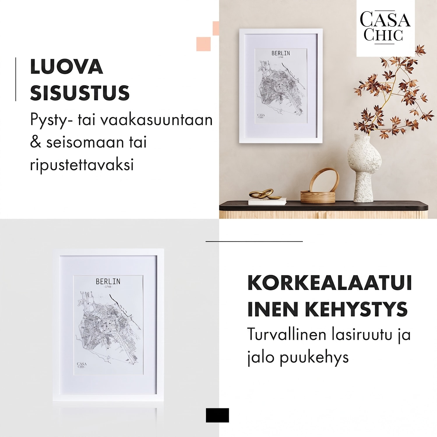 Everton valokuvakehys suorakulmainen A3 41 x 28,7 cm kuville paspartuuri akryylilasia Valkoinen