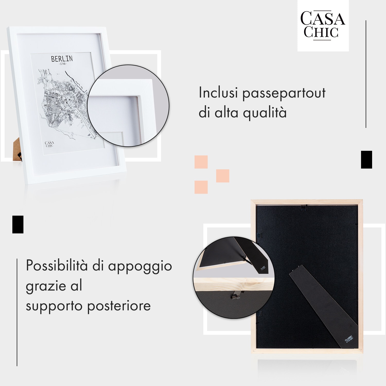 Cornice Per Poster 24x36 Cm In Legno Grigio Rustico – Con Passepartout Per Foto 20x30, Plexiglass