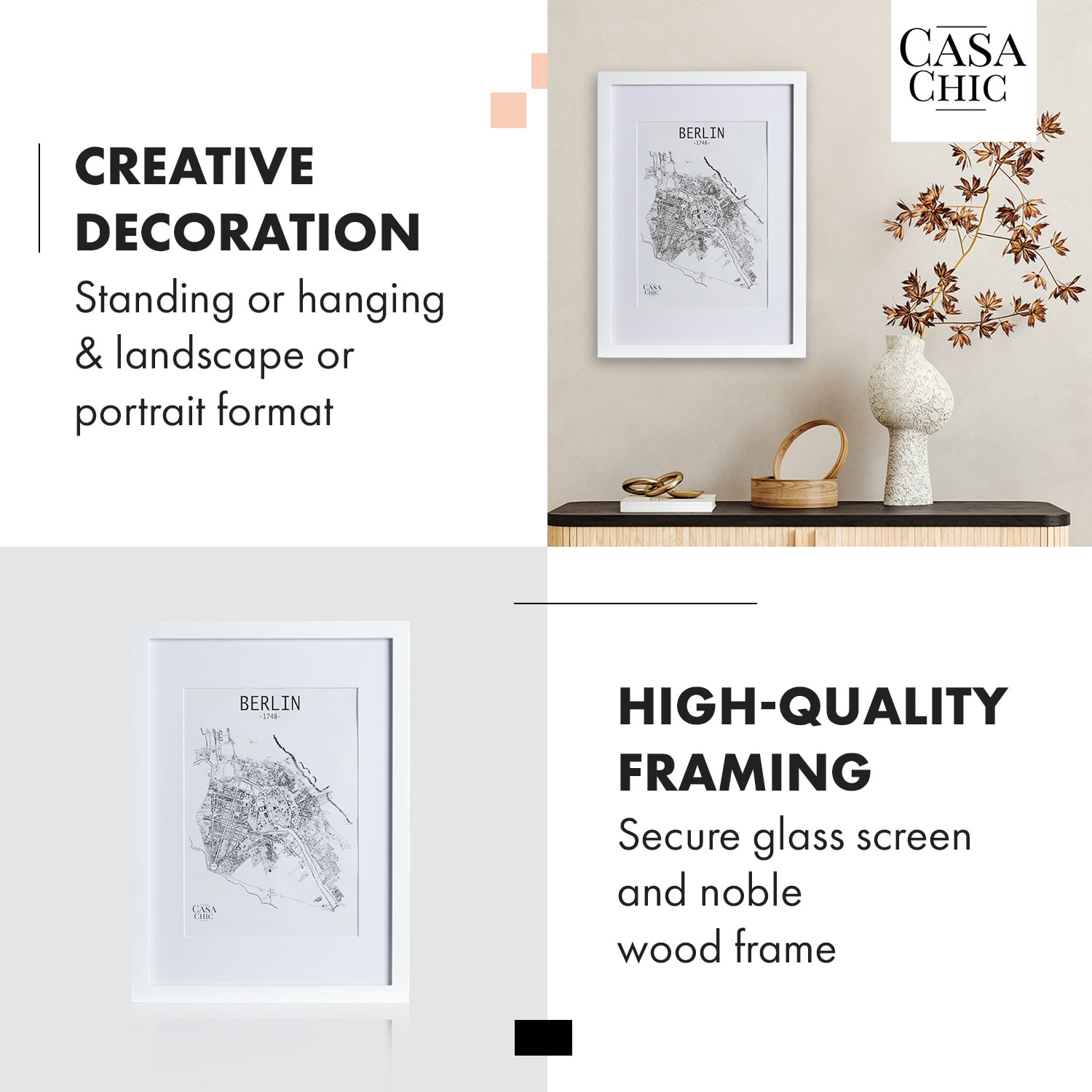 Everton fotolijst rechthoekig A3 41 x 28,7 cm foto's passe-partout acrylglas Wit