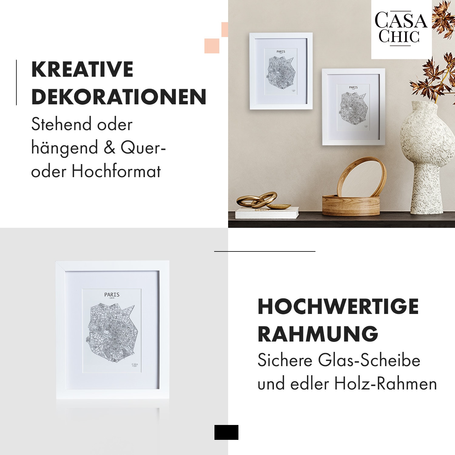 Everton Bilderrahmen rechteckig 24,8 x 19,3 cm Fotos Passepartout Glas Weiß