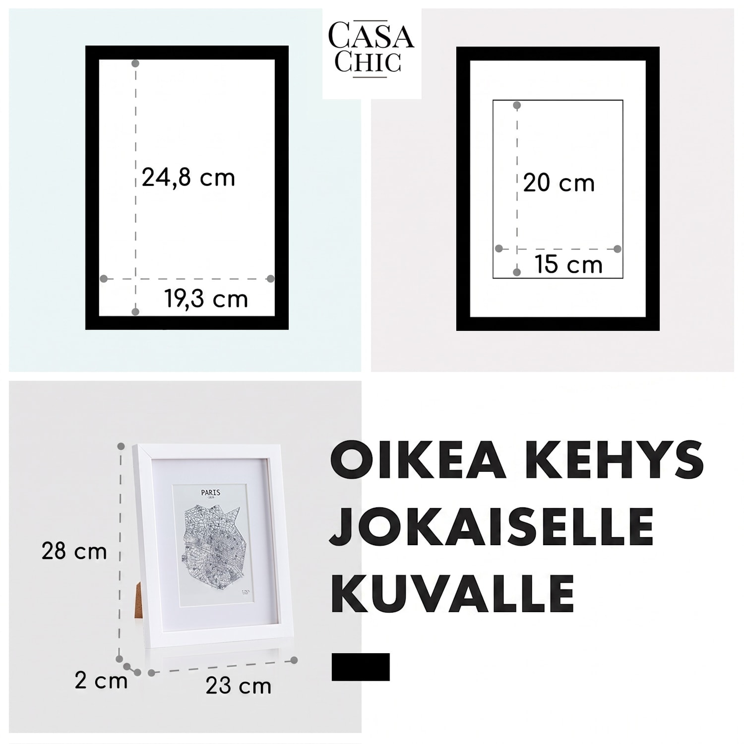 Everton valokuvakehys suorakulmainen 24,8 x 19,3 cm kuville paspartuuri lasia Valkoinen