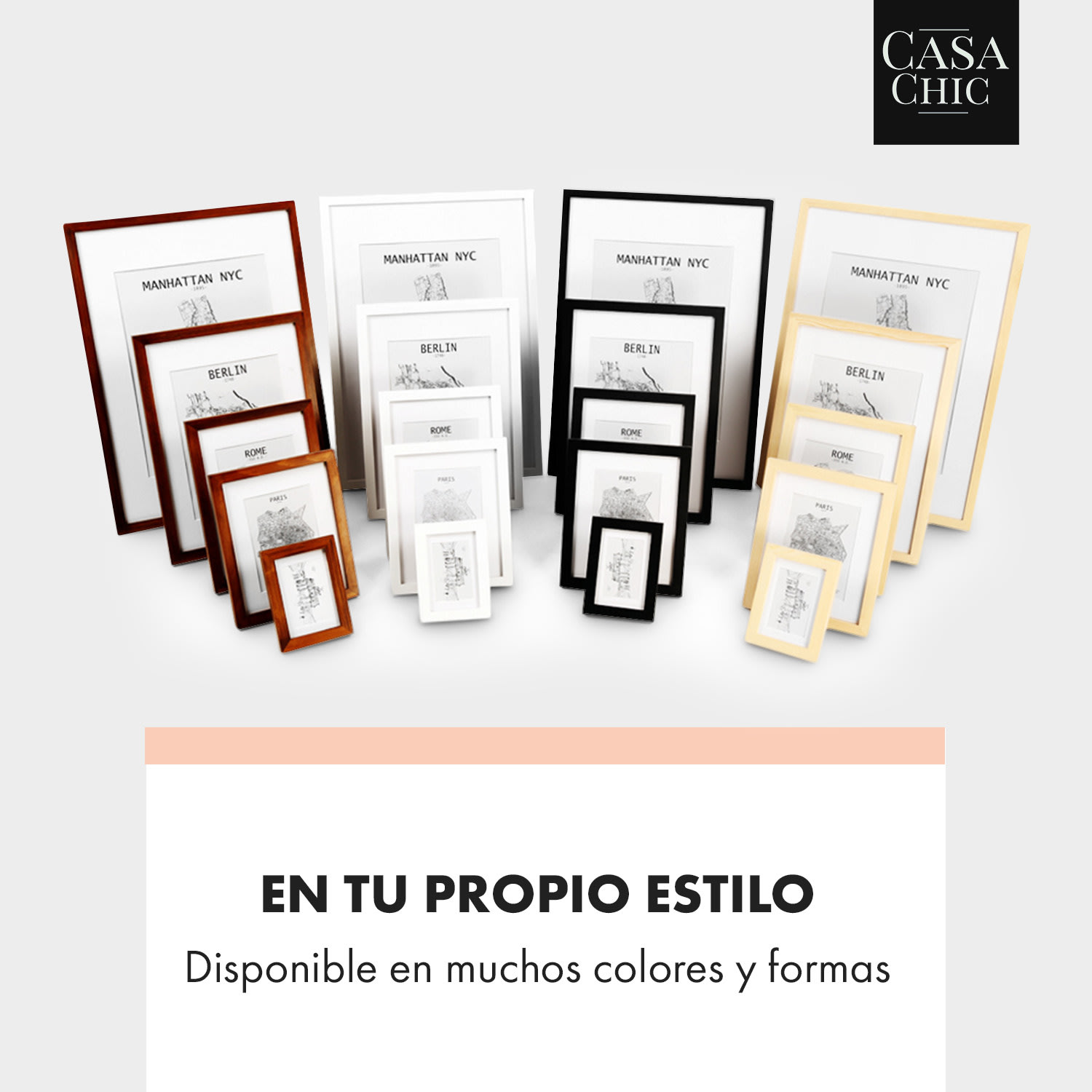 Marco de fotos Everton cuadrado 24,4 x 24,4 cm fotos paspartú vidrio Blanco