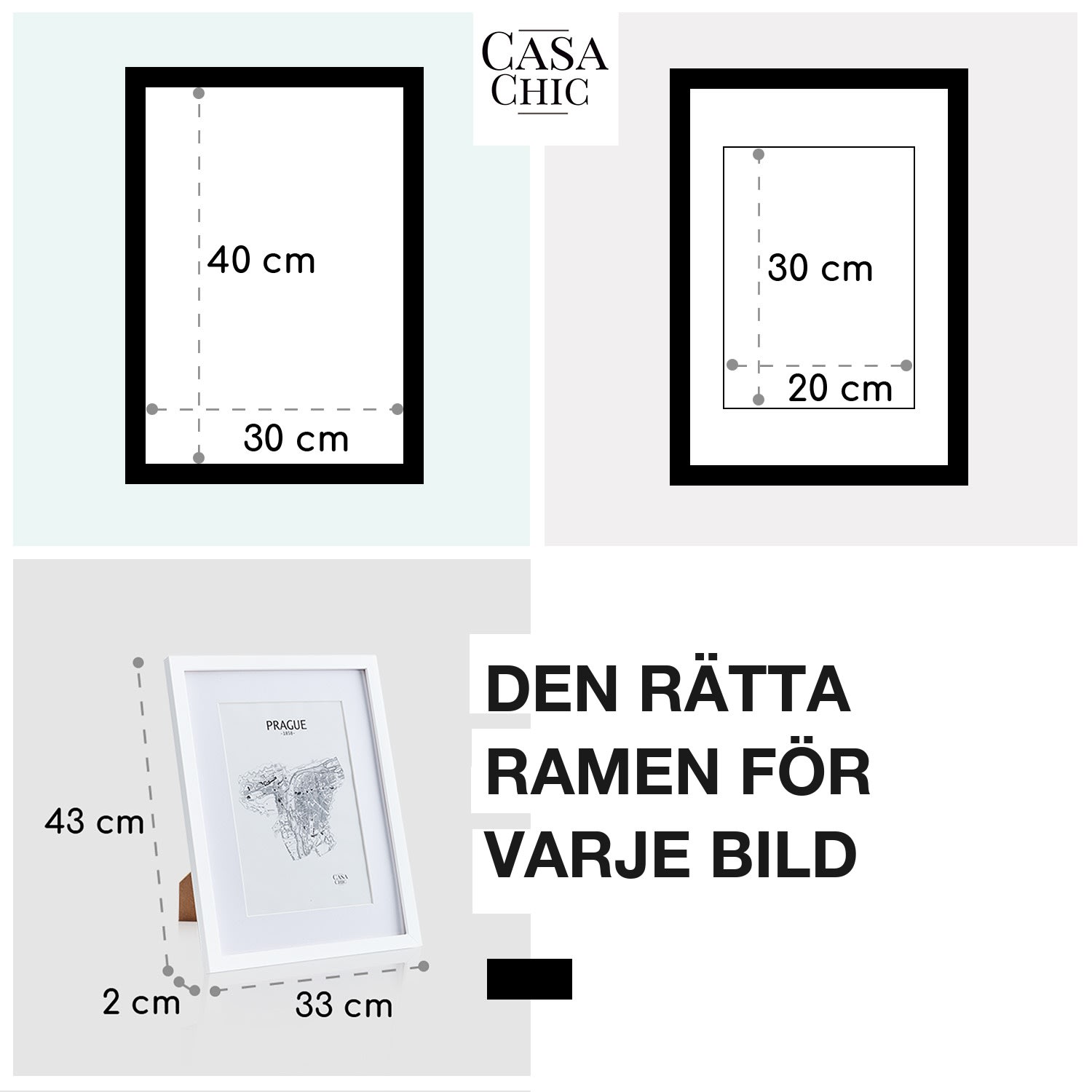 Everton fotoram rektangulär 40 x 30 cm foton passepartout glas 