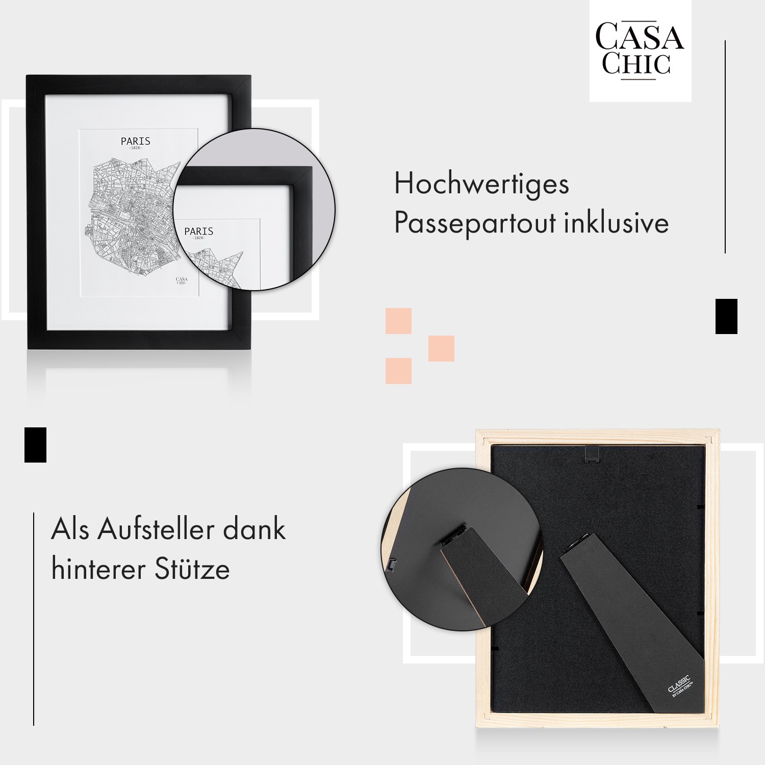 Brighton Bilderrahmen Glasscheibe 20 x 25 cm mit Passepartout Echtholz 